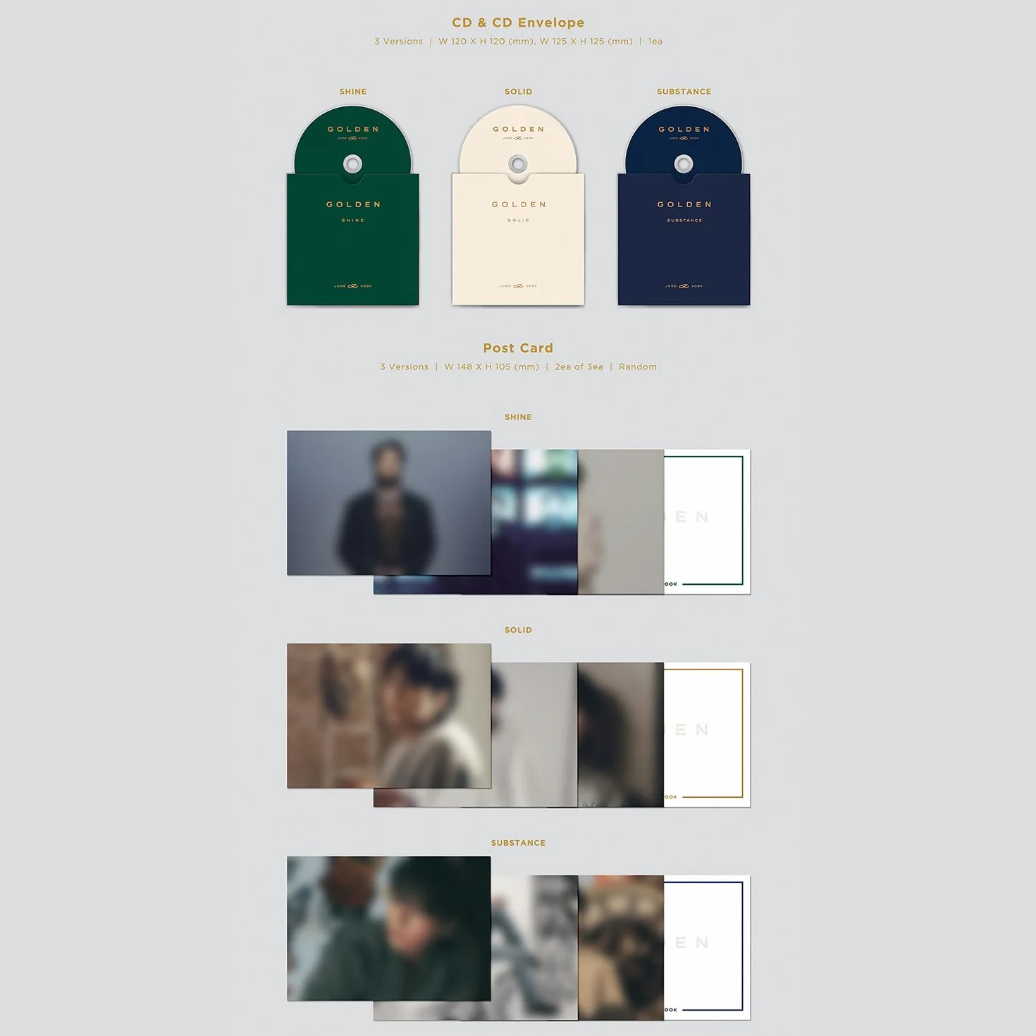 GOLDEN SHINE Ver. Book Case Photo Book CD Post Card Poster Photo Card Symbol Sticker Contents Envelope 2 Extra Photocards