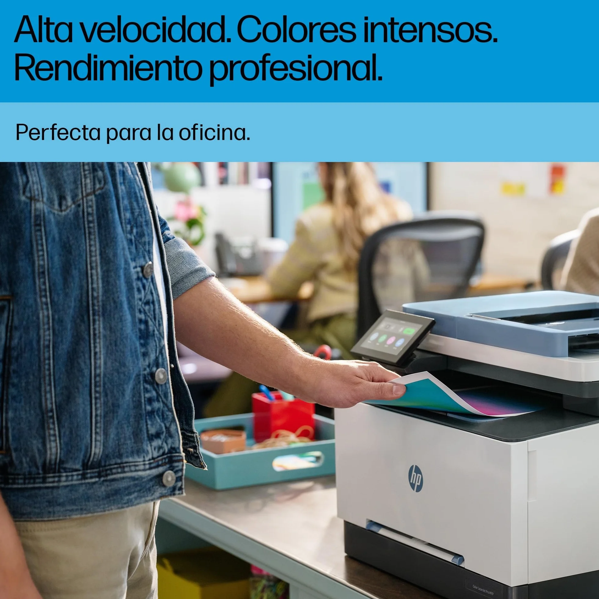 HP Color LaserJet Pro 3302sdw Impresora Láser A4 Multifunción Doble Cara Automática, Escáner, Copiadora 25ppm Wi-Fi Direct Blanca y Azul