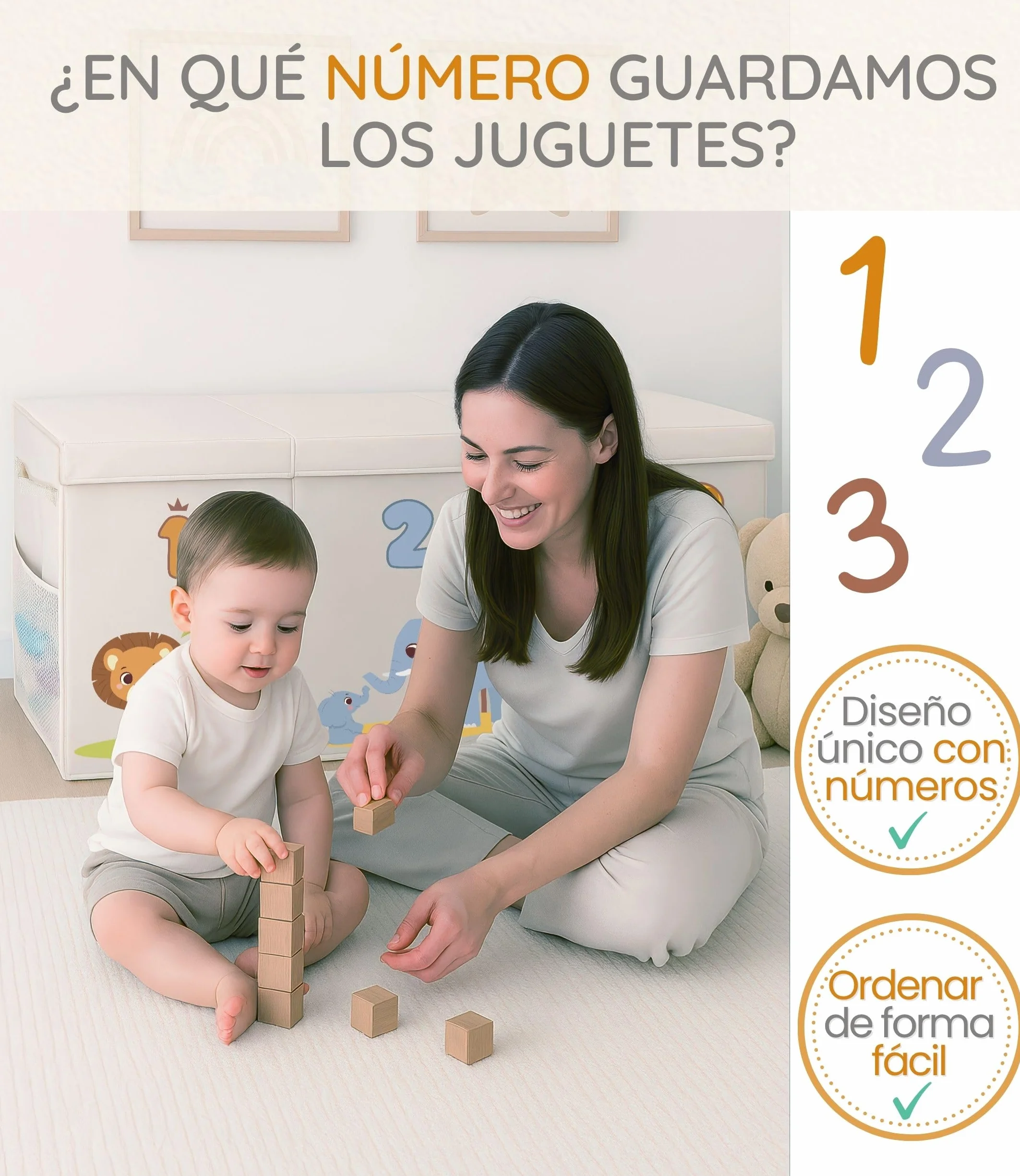 Baúl Juguetes Infantil Grande XL - Cesta Almacenaje Plegable Tela Oxford - Juguetero Organizador con Tapa