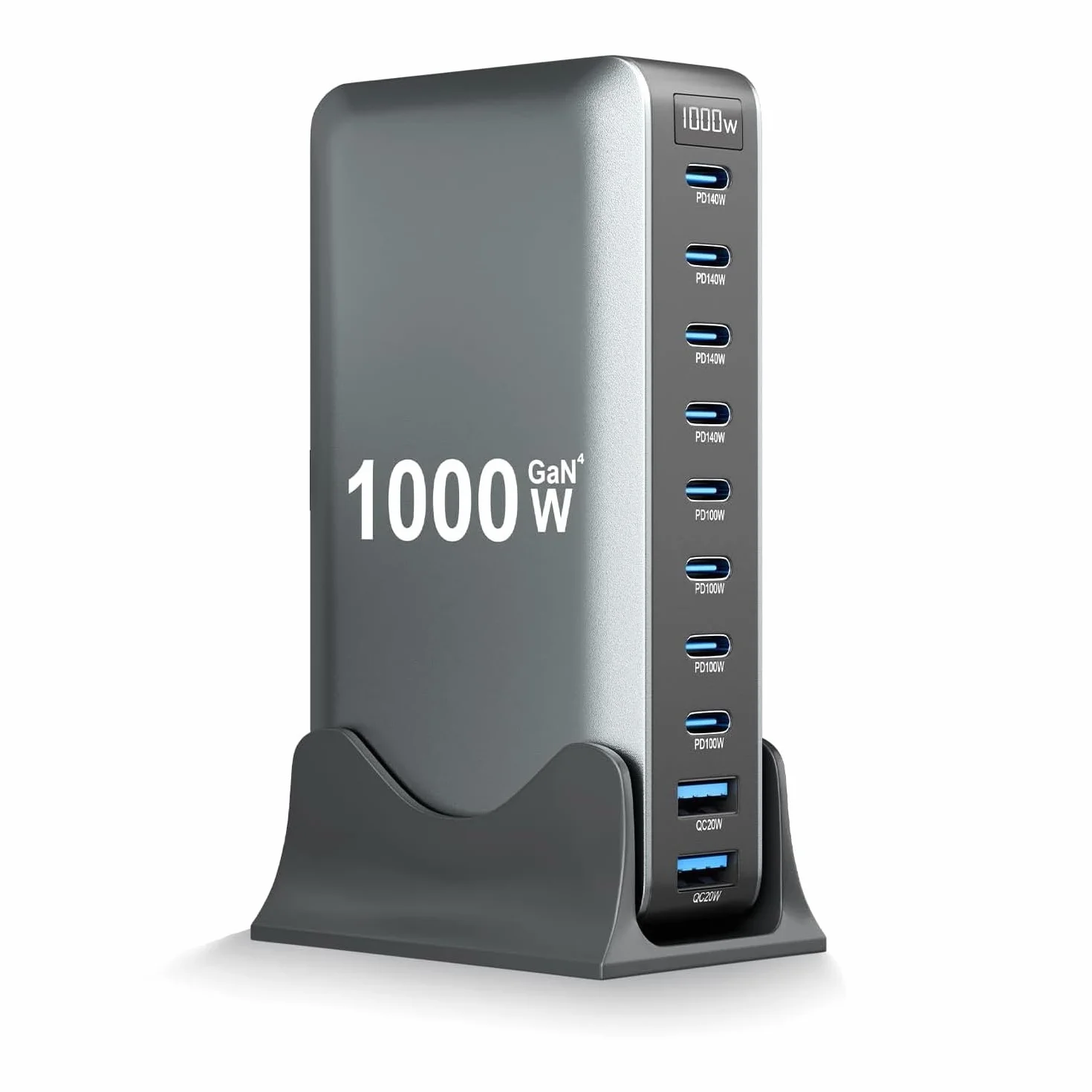 Cargador USB C de 1000 W, 10 puertos, cargador rápido Gan 4 Max 140 W PD3.1/QC20W, estación de carga para MacBook Pro Air, i-Pad, iPh0ne 17/16/15, Galaxy S25, HP