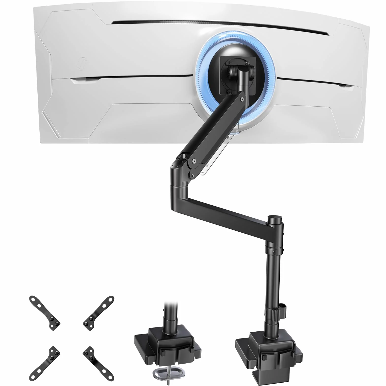 Brazo de Monitor con Resorte de Gas para 17-57 Pulgadas,Soporte de Escritorio Poste Vertical,Carga 27 kg,VESA 75/100/200 mm (Negro)
