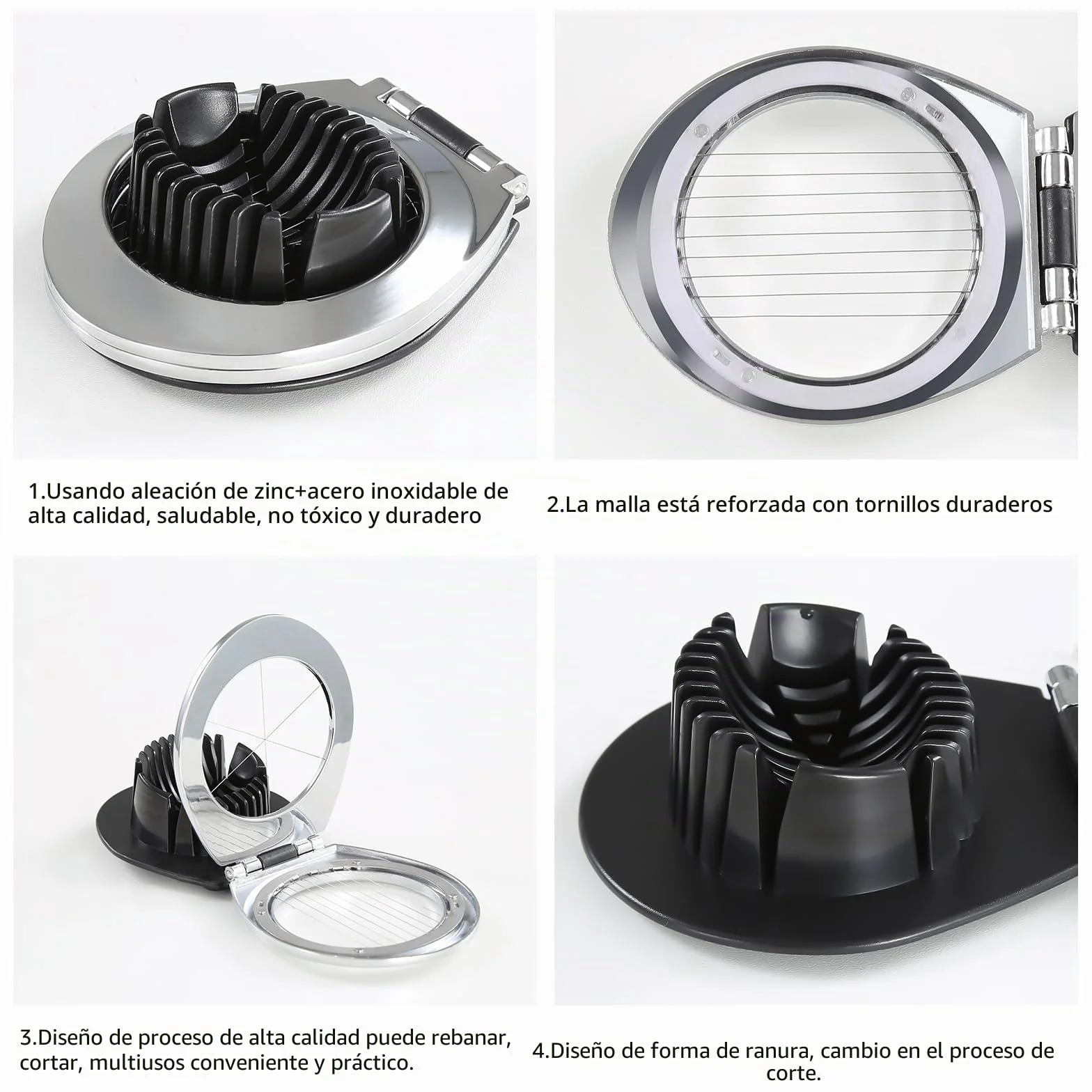 Cortador de huevos cocidos en acero inoxidable 2-en-1 CRESZZLE