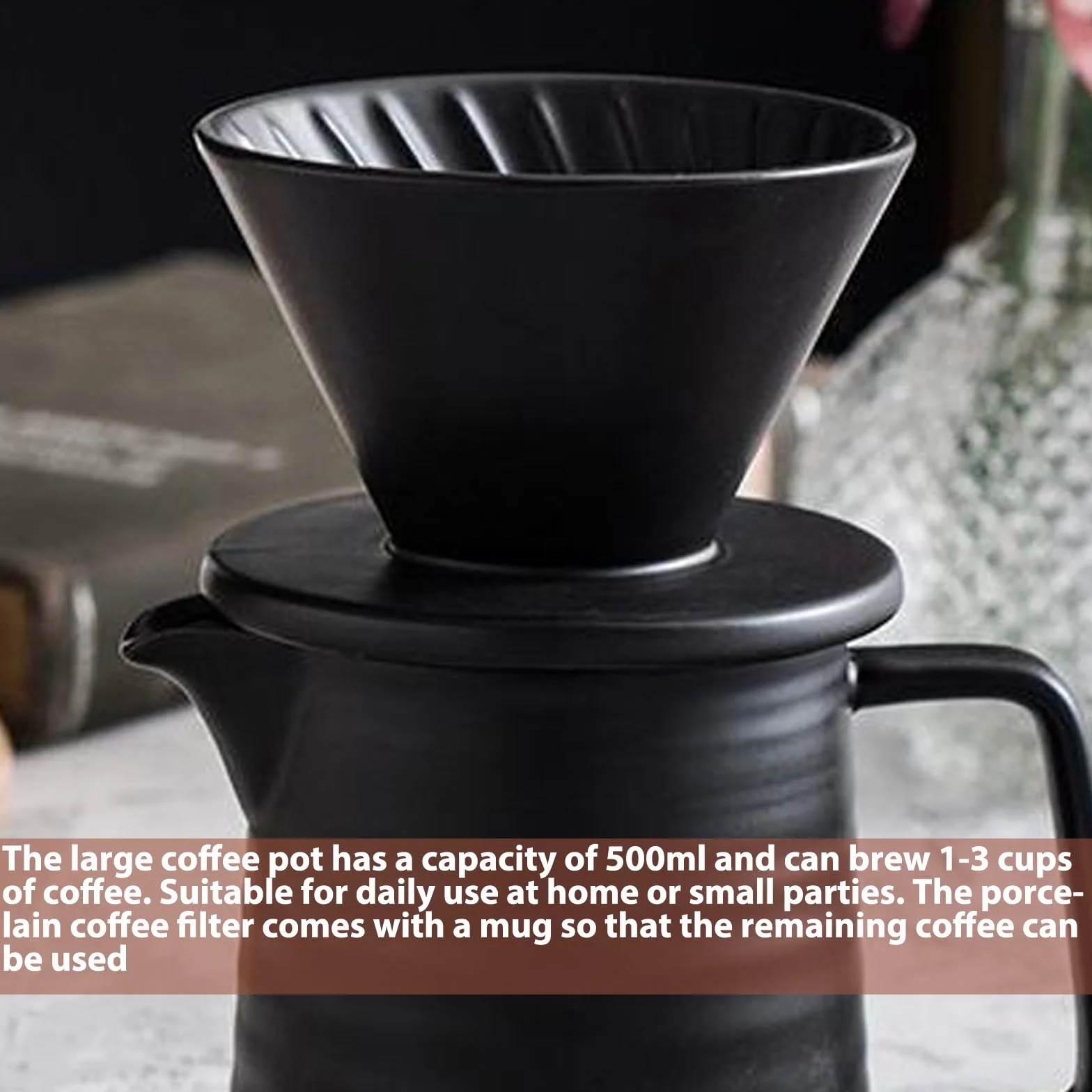 Filtro de café de porcelana reutilizable con taza y jarra para vertido
