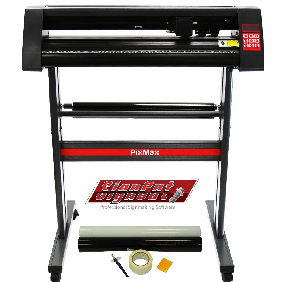 PixMax Plotter de Corte de Vinilo 72cm Cortador Cortadora de Vinilo con Software SignCut Pro,3 Hojas Roland,Funda Protectora+Kit para Eliminar Vinilos Excesos GRATIS Compatible con Microsoft Windows