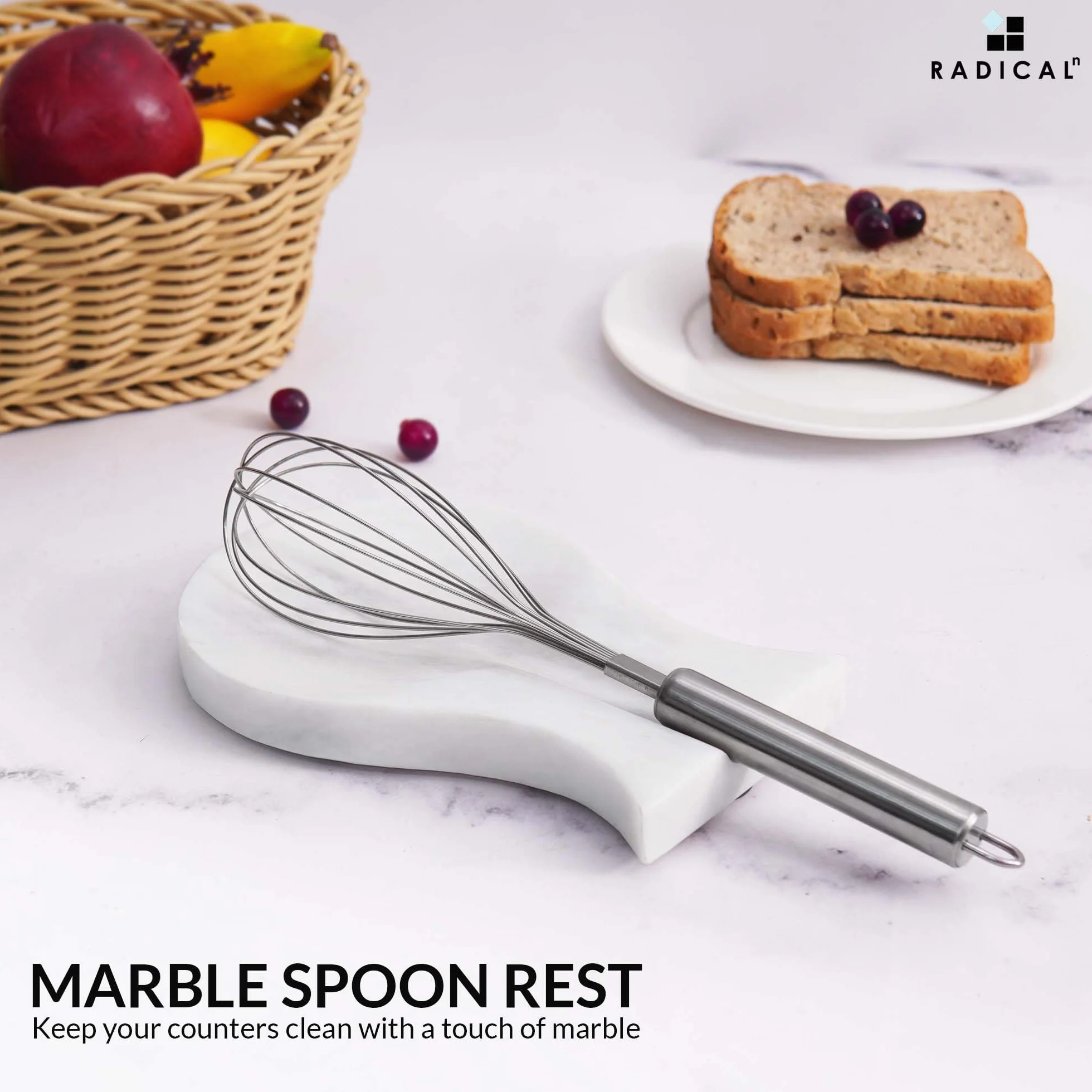 Soporte de cuchara de mármol 20,3 cm blanco hecho a mano para cocina moderna