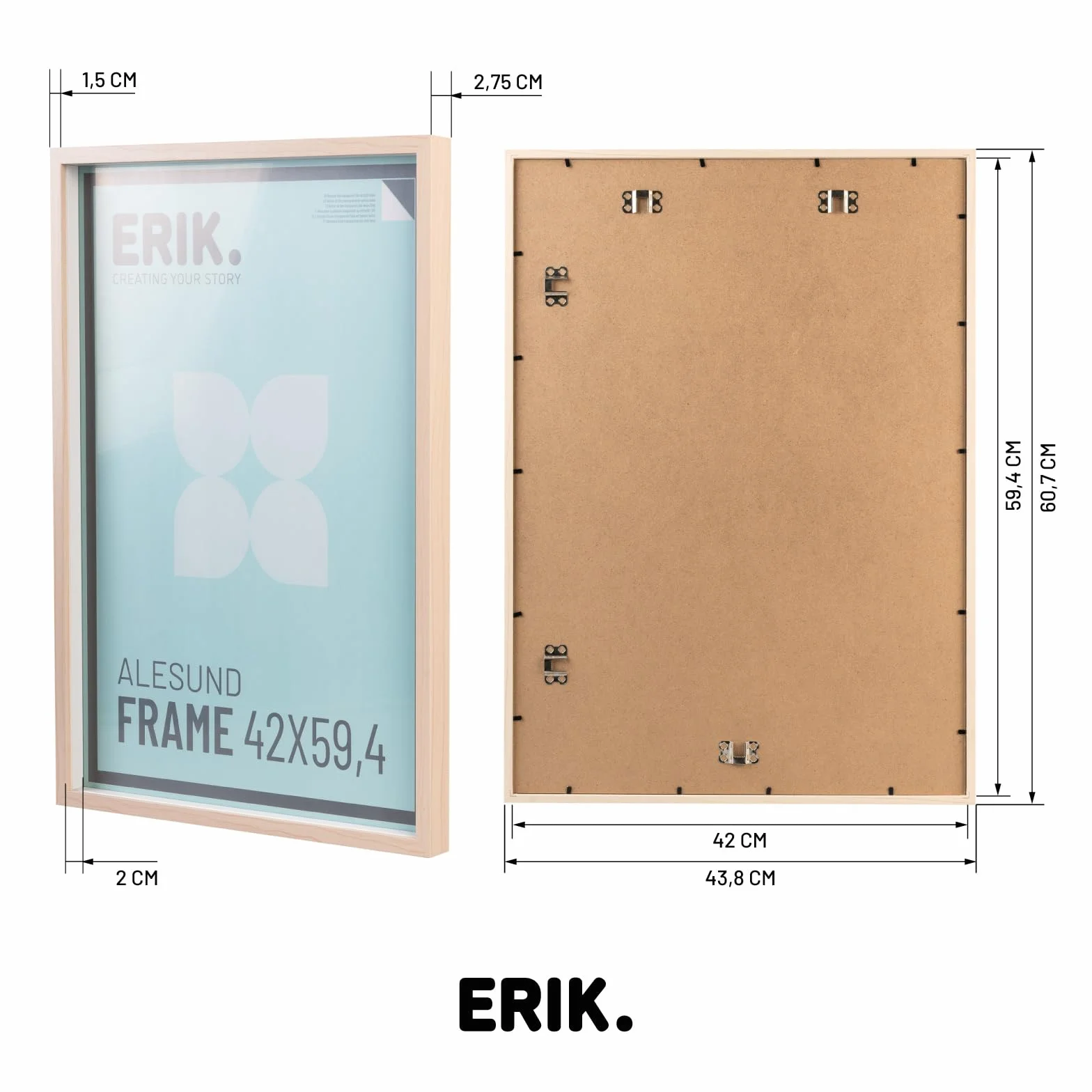 Grupo Erik Marco A2 Madera 42x59,4 cm marron haya - Marcos para cuadros Decoracion hogar