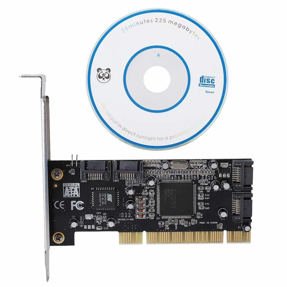 Tarjeta Controladora PCI SATA 4 Puertos Internos 1,5 Gbps Sil3114 Chipset Raid, Compatible con 98SE/Me/2000/XP/NT4.0/XP 64-bit