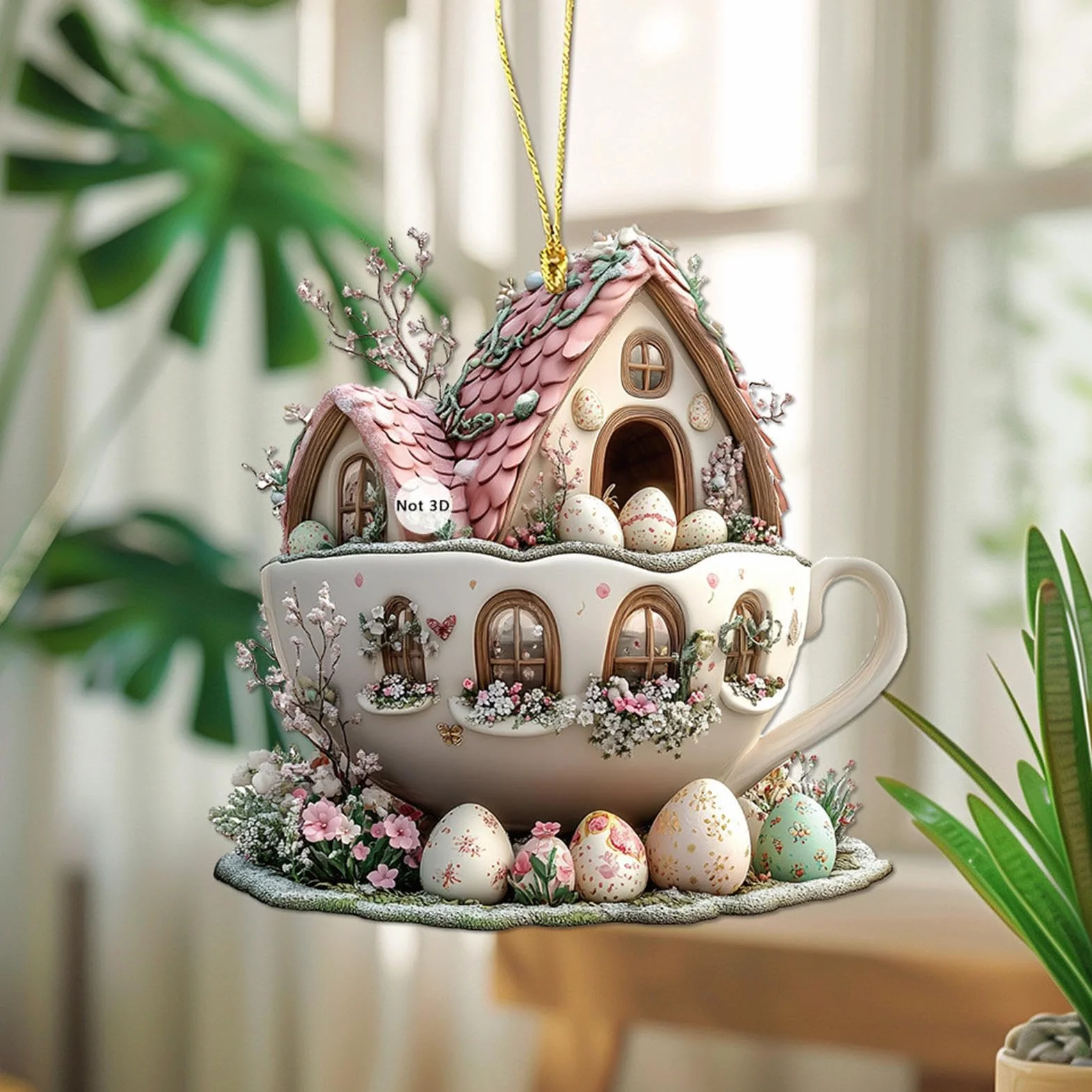 Adornos de Pascua Conejito Decoración Casa Taza de Café Acrílico Primavera