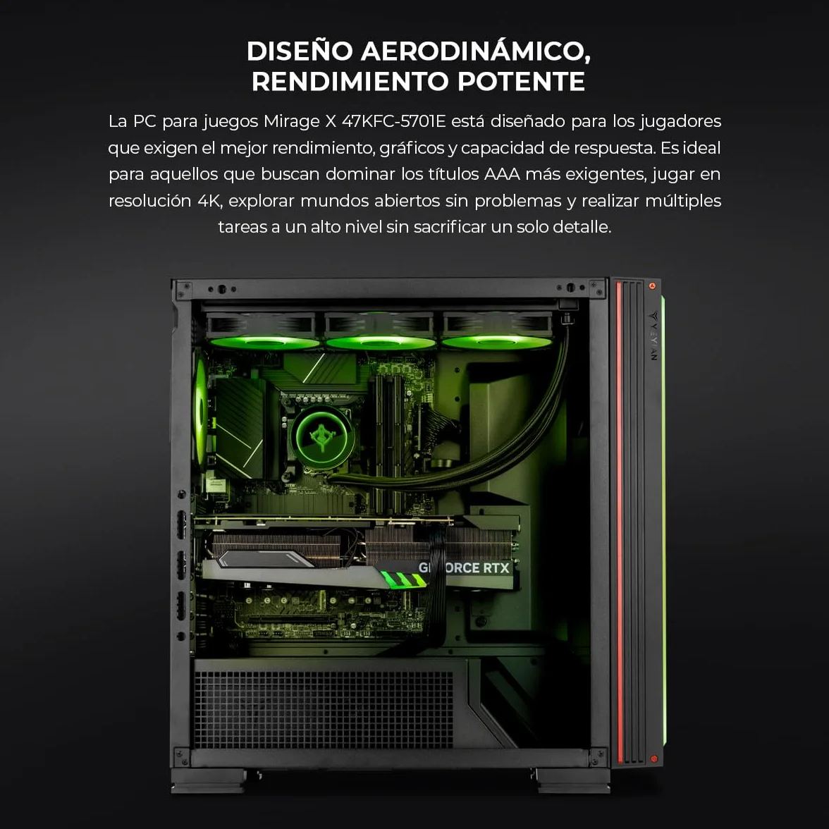 YEYIAN PC Gamer Mirage X | Intel Core i7-14700F 20 Cores up to 5.4 GHz | NVIDIA GeForce RTX 5070 12GB GDDR7 | 32GB DDR5 6000MHz | SSD 1TB NVMe Gen4 | Win 11 Pro