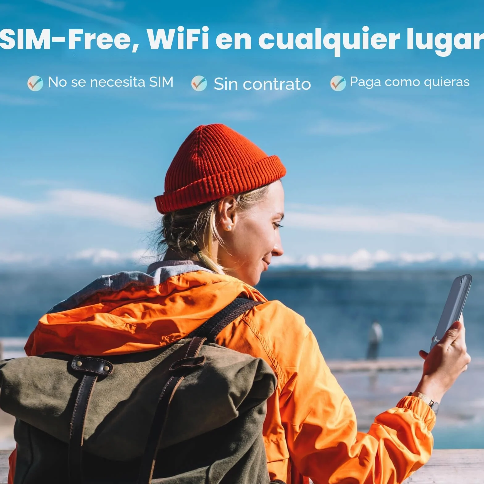 GlocalMe UPP WiFi portátil 4G LTE, Router WiFi portatil de Bolsillo con 1GB de Datos globales, No SIM, Disponible en más de 200 países, Solo 112g, 13h de Uso con Internet portátil (Azul)
