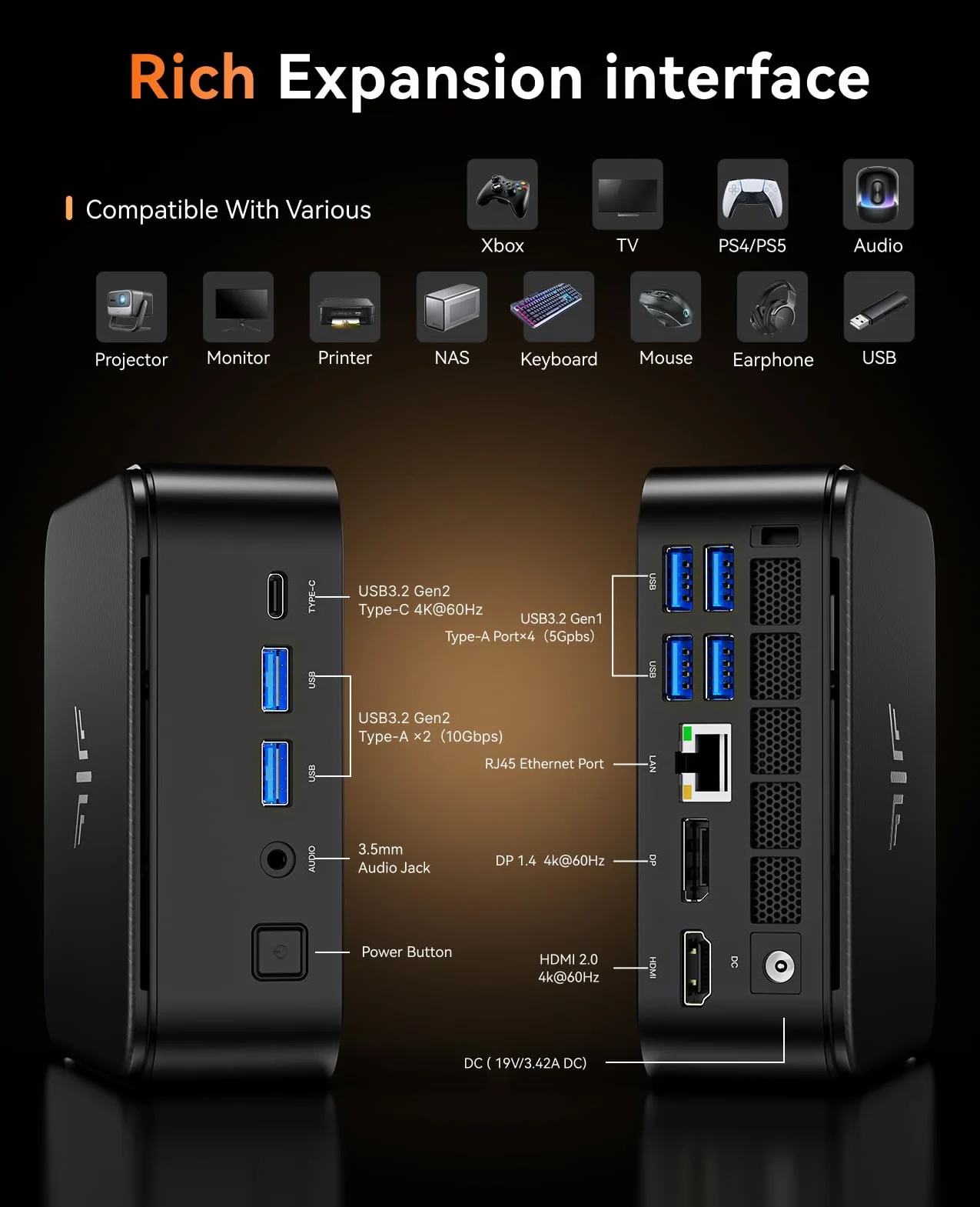 NiPoGi E3B Mini PC, AMD Ryzen 5 7430U 16GB LPDDR4 512GB SSD Mini Ordenador de Sobremesa, Triple Monitor 4K@60Hz (HDMI 2.0/ USB-C/ DP1.4), WiFi 6/ BT5.2 para Hogar, Oficina y Empresa