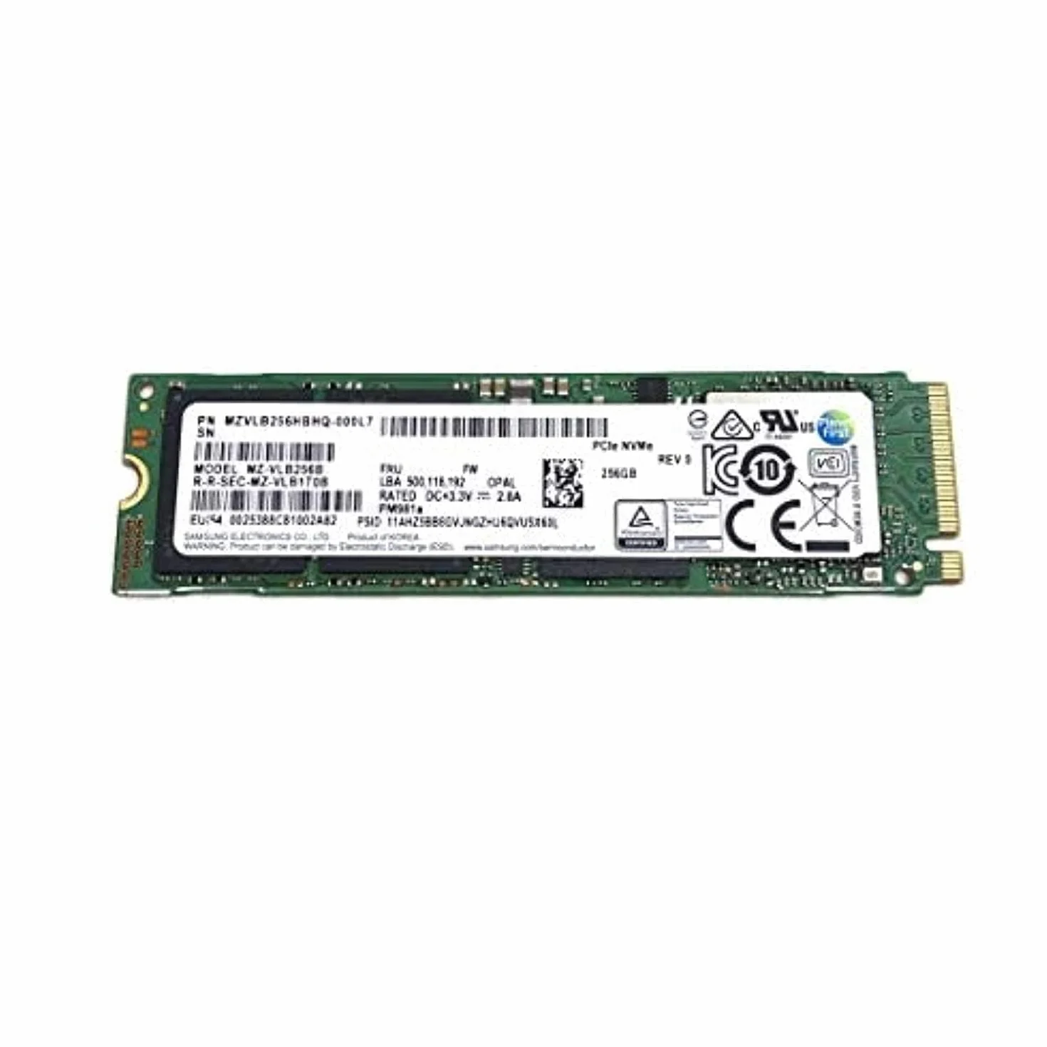 Samsung - Unidad de estado sólido SSD PM981a M.2 2280 PCIe Gen3 x4 NVMe MZVLB256HBHQ SED Opal