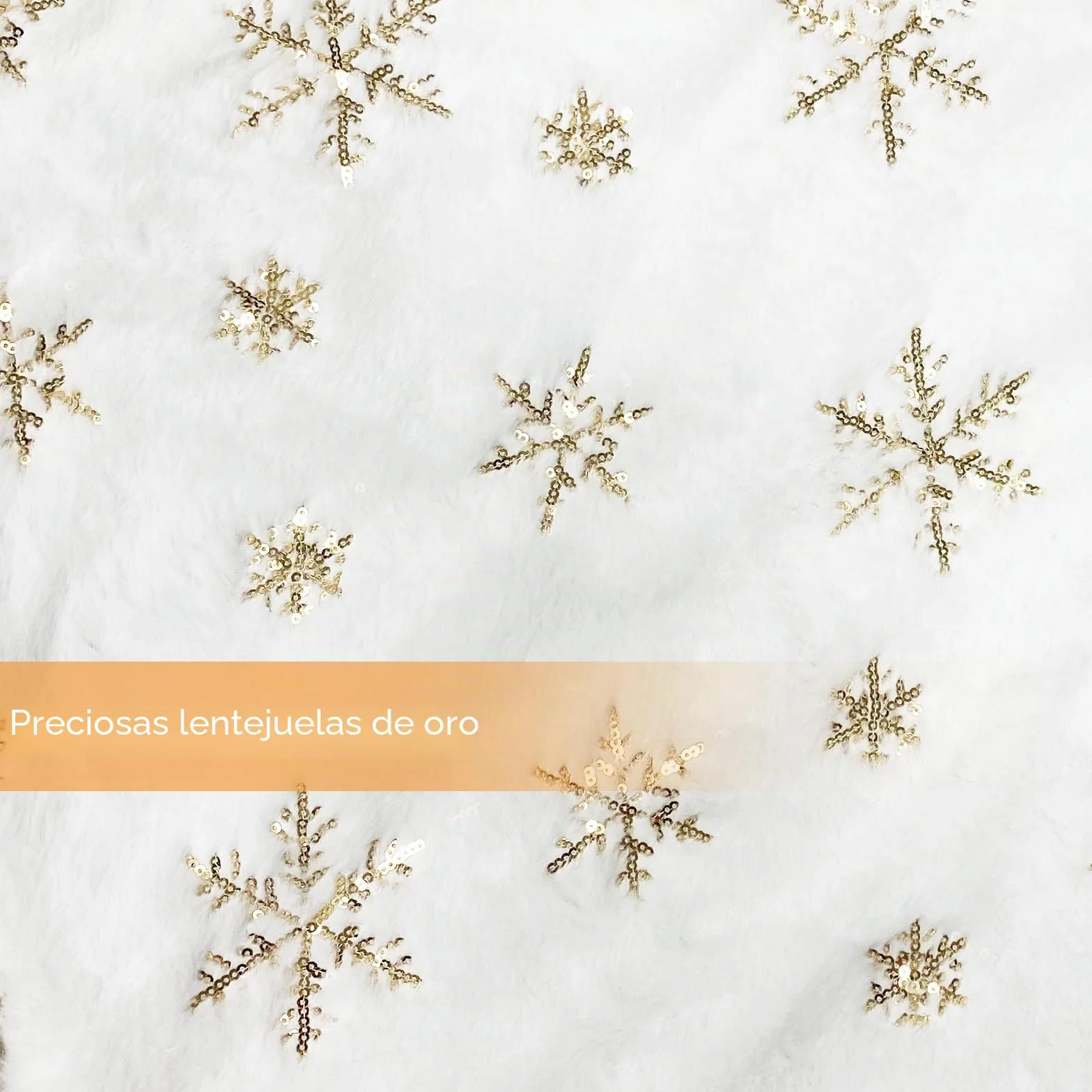 Falda del árbol de Navidad 90cm Doble Capa de Felpa Blanco Estampado Copo de Nieve Oro Decoración Navidad