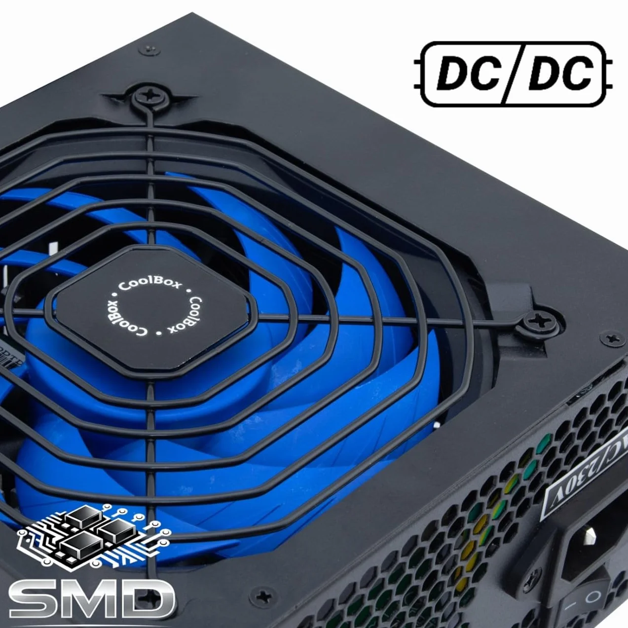 CoolBox Powerline3 650, Fuente de Alimentación PC 650W, ATX, 85% Eficiencia, Ventilador Ultra-silencioso 12cm, Tecnologías SMD y DC-DC, Filtro emi, Cables Planos Largos, Negro