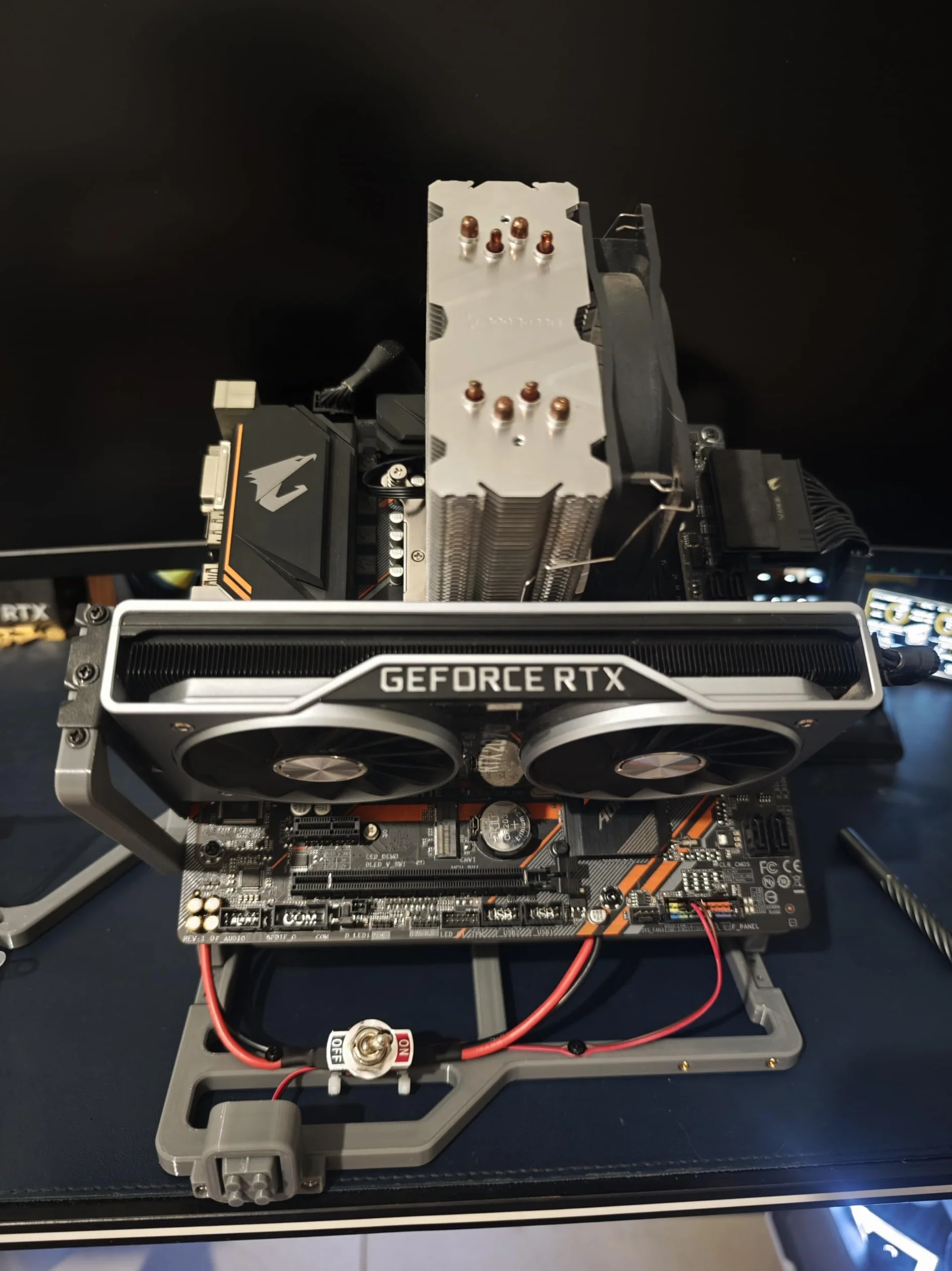 Banco de pruebas de PC al aire libre impreso en 3D, funda modular de marco abierto para placas base ATX, Micro-ATX, Mini-ITX, construcción de computadora y pruebas de hardware (gris)