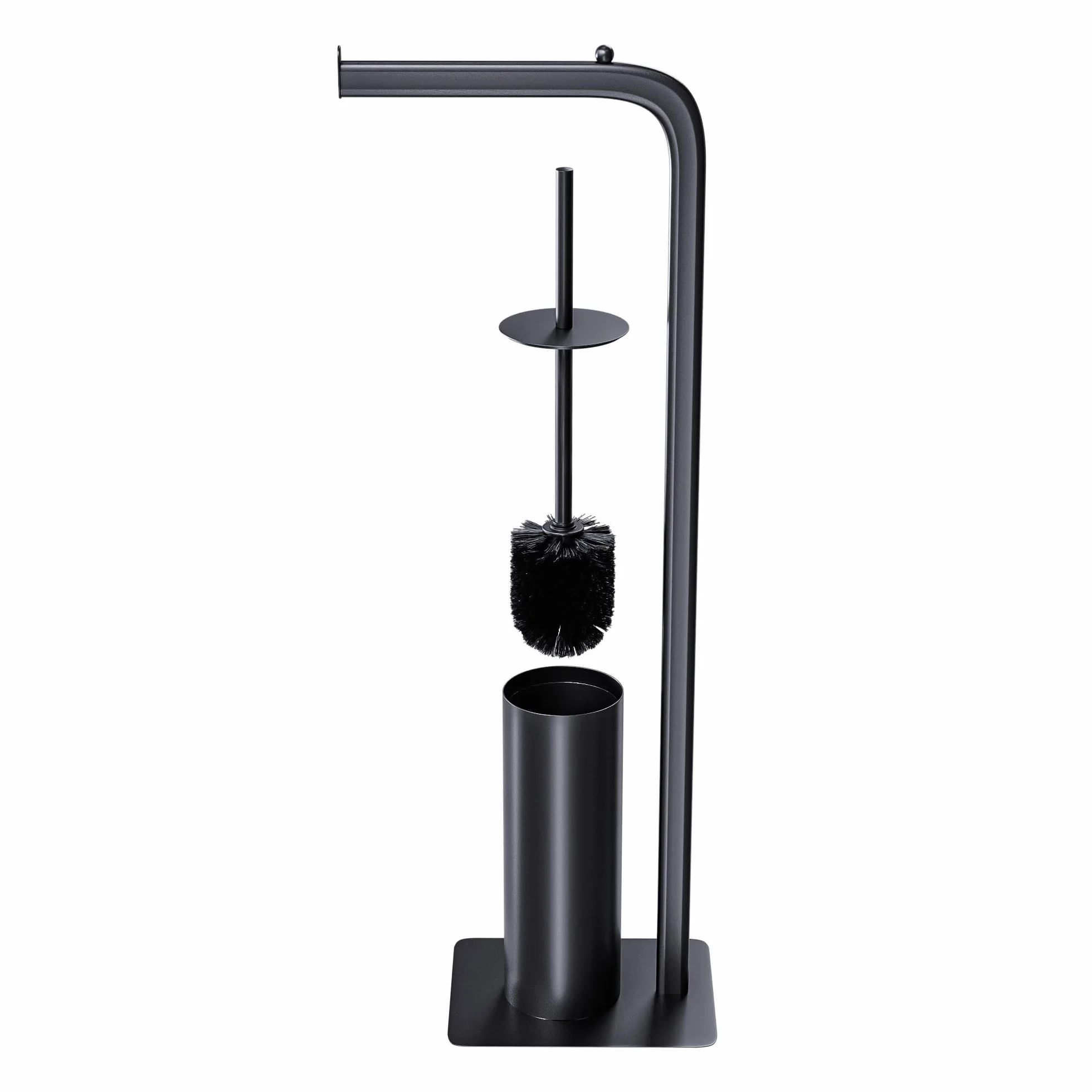 Amig - Portarrollos con Escobillero Formaduo - 210 x 160 x 725 mm - Acero y Polipropileno - Color Negro - Set de Baño 2 en 1 Funcional y Elegante - Ahorro de Espacio y Organización