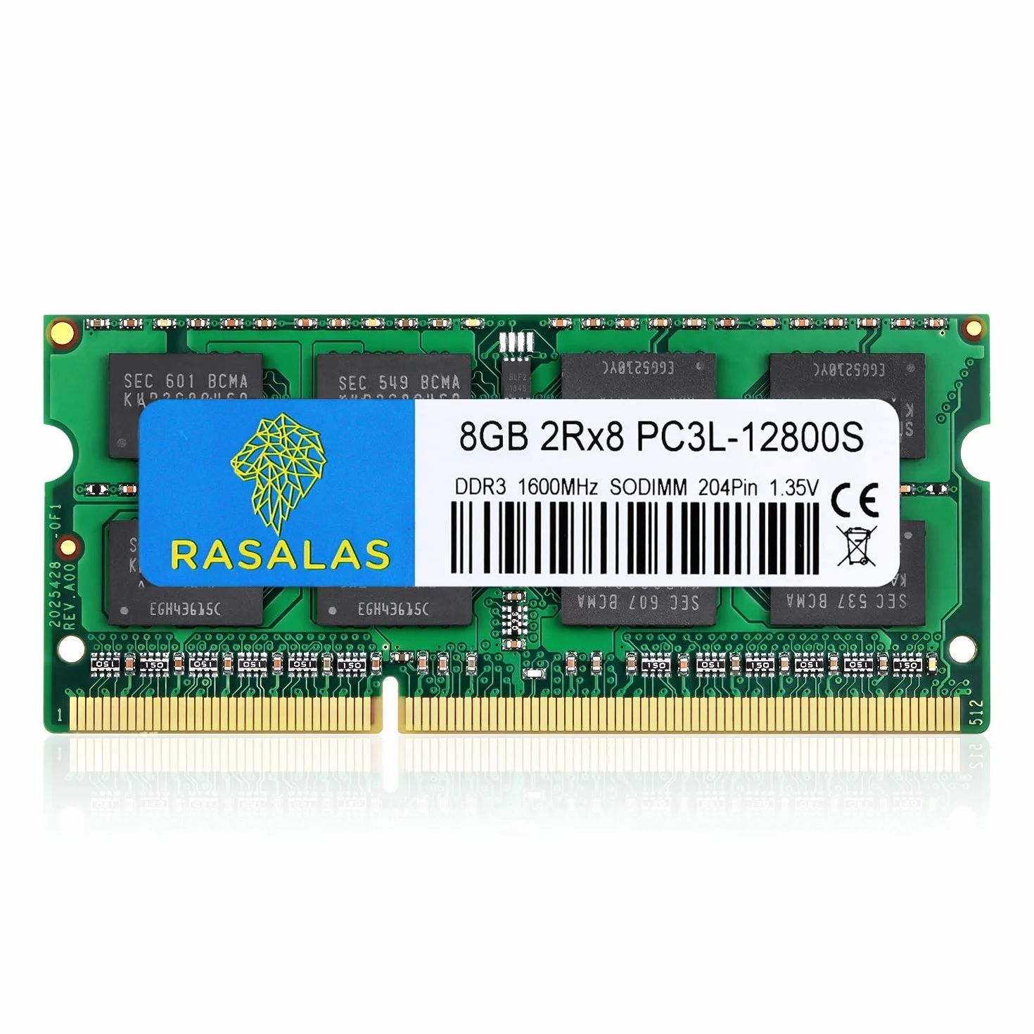8 GB DDR3L 1600MHz PC3-12800 PC3L 12800S Non Buffered Non-ECC 1,35 V CL11 2Rx8 Dual Rank 204 Pines SODIMM Ordenador portátil Módulo de Memoria actualizado 8 GB