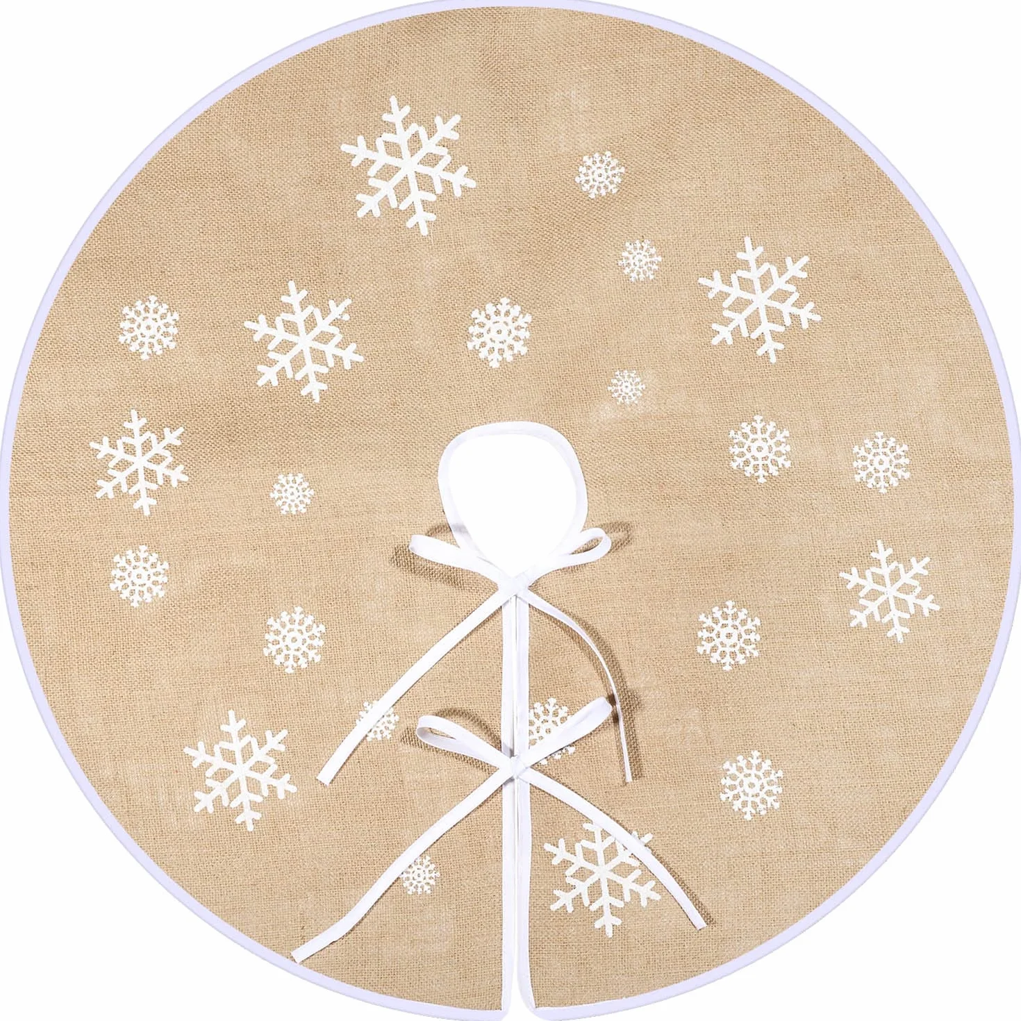 Falda de Árbol de Navidad de Arpillera Blanca con Copo de Nieve 80 cm