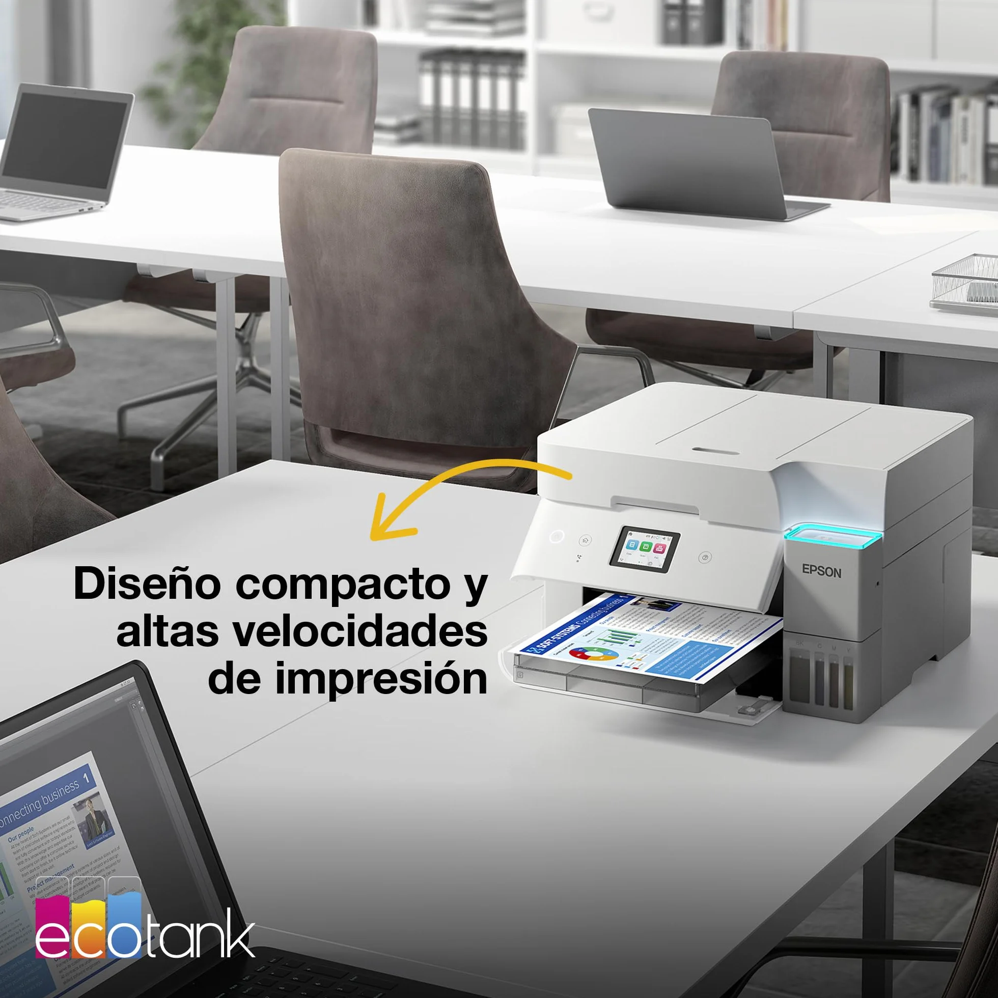Epson EcoTank ET-4956 Impresora de Depósito de Tinta | Teletrabajo | Wi-Fi, Ethernet | A4 | Doble Cara | Imprimir, Copiar, Escanear, Fax | Pantalla Táctil 6,1cm | ADF | Tinta Incluida para 3 Años