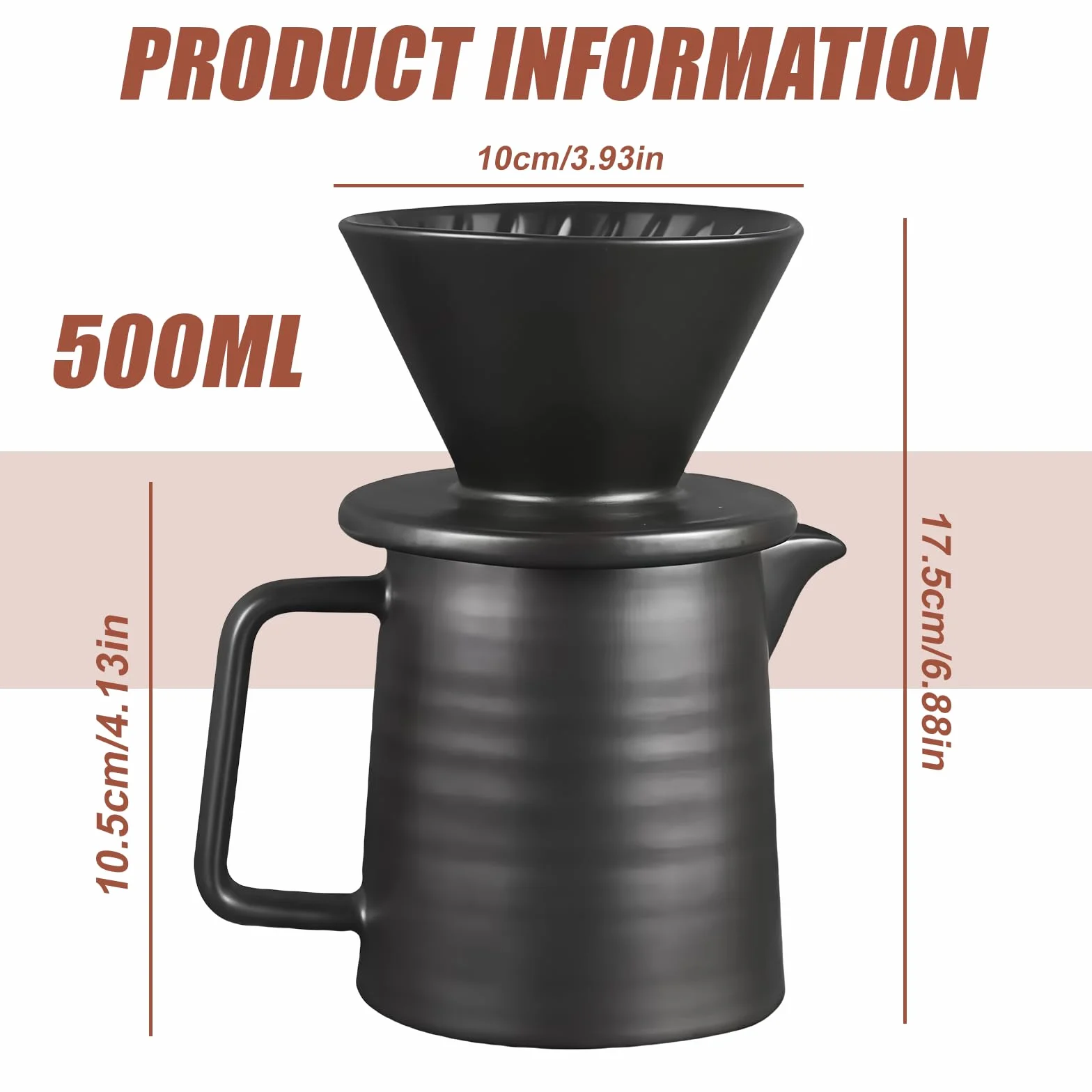 Filtro de café de porcelana reutilizable con taza y jarra para vertido