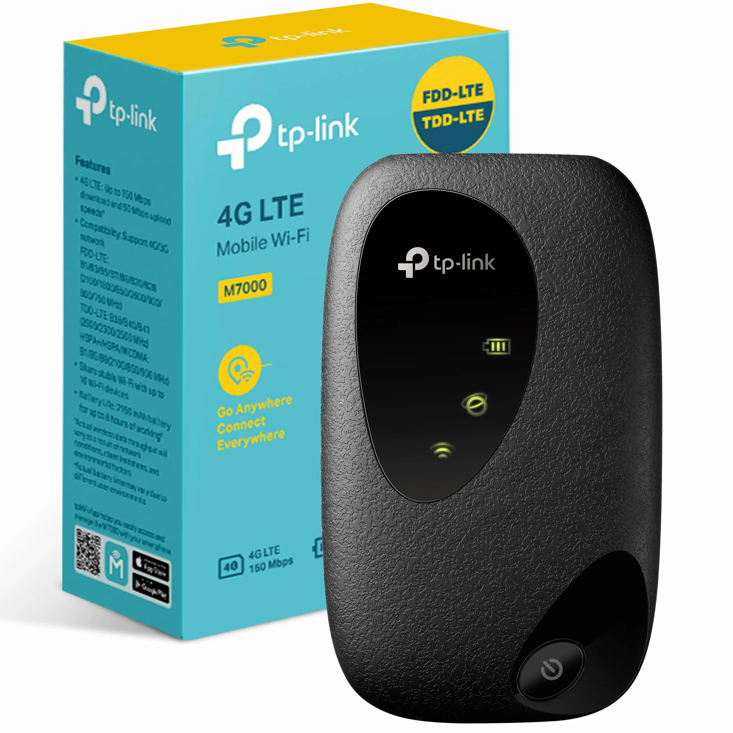 TP-Link M7000 - Router 4G móvil, WiFi MiFi 4G Cat4,150 mbps, Batería 2000 mAh, Conexiones hasta 10 Dispositivos