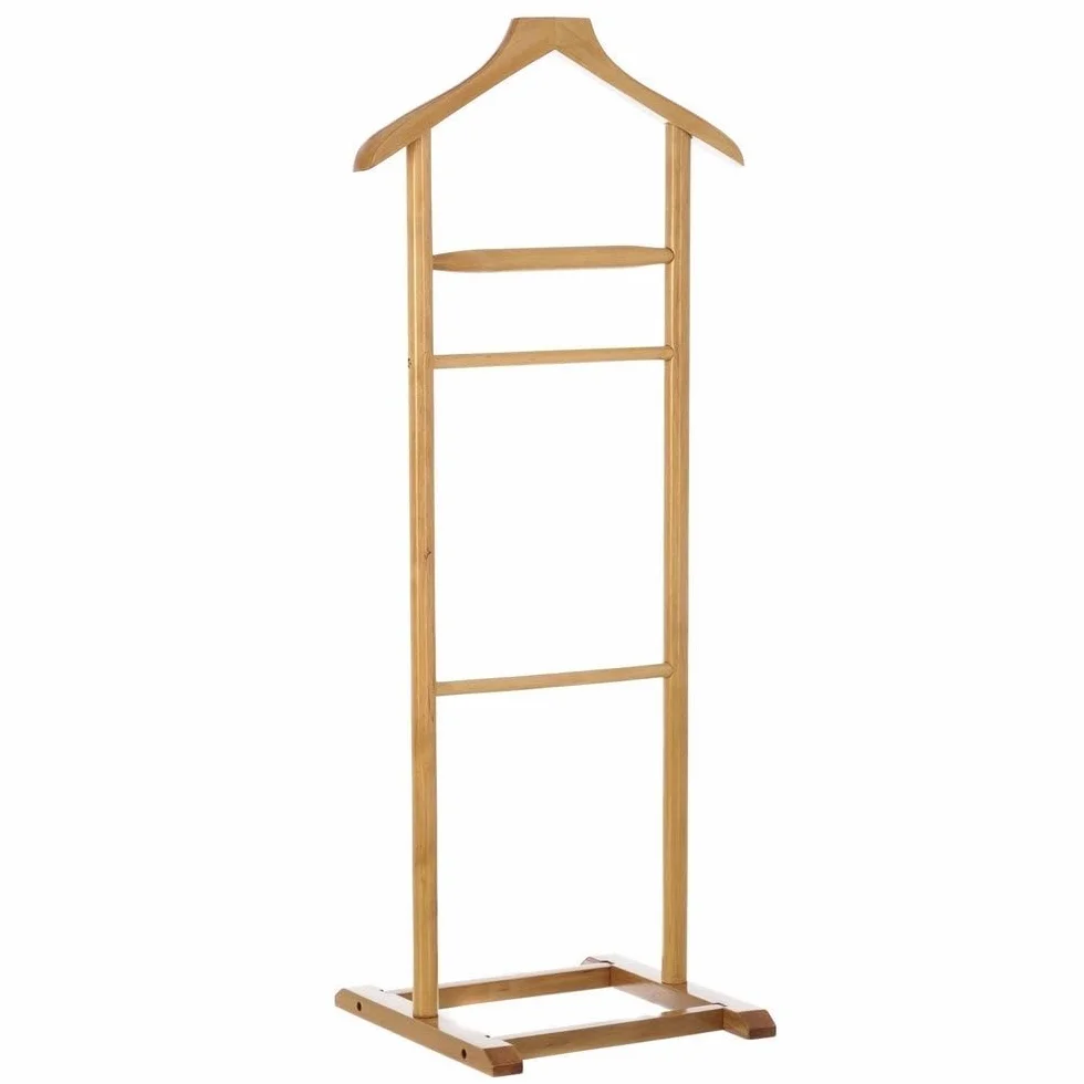 LOLAhome Perchero de pie madera álamo abedul 107 cm 3 barras colgar Beige