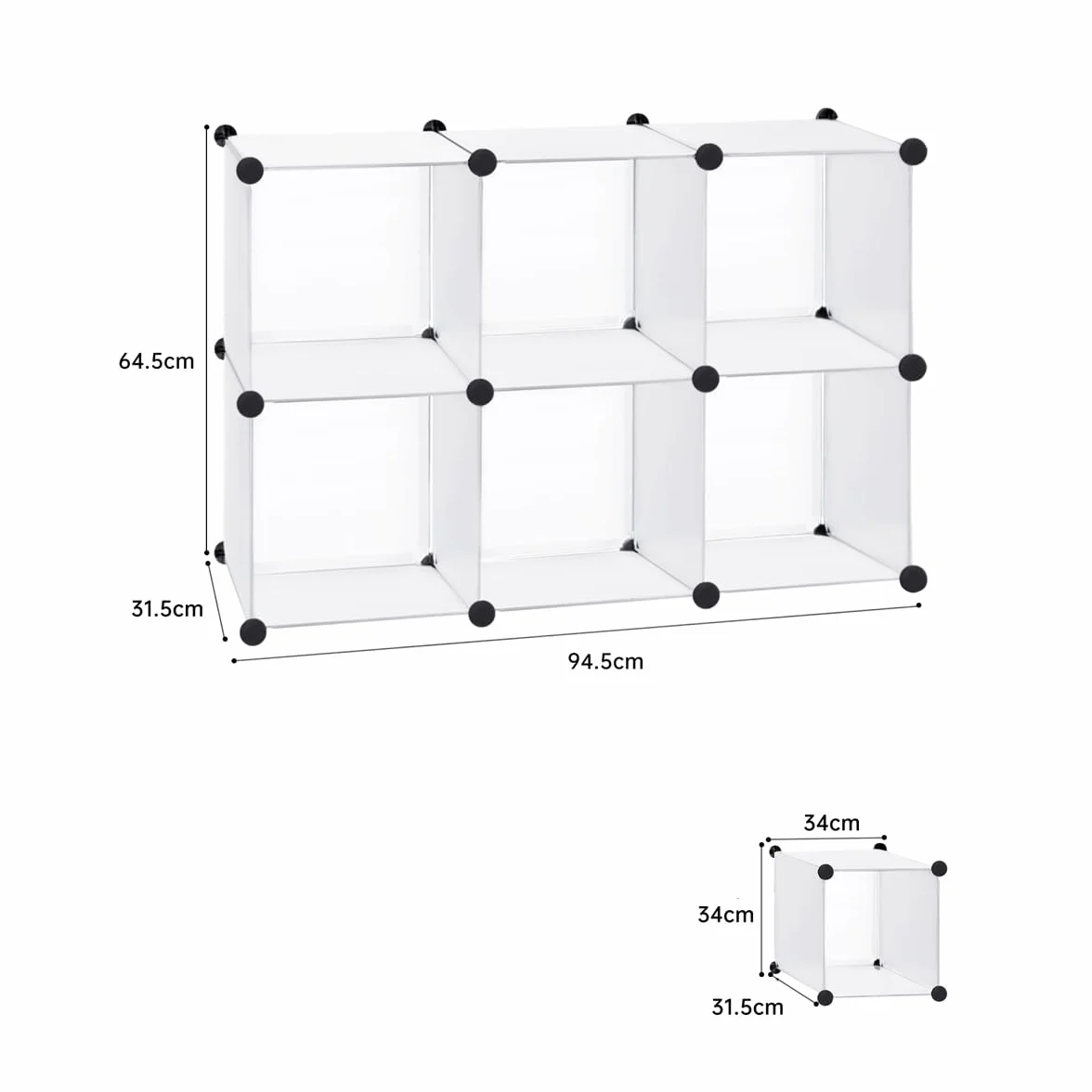 Armario Modular Cubos Estantería Zapatero Plástico Blanco 6 Cubos