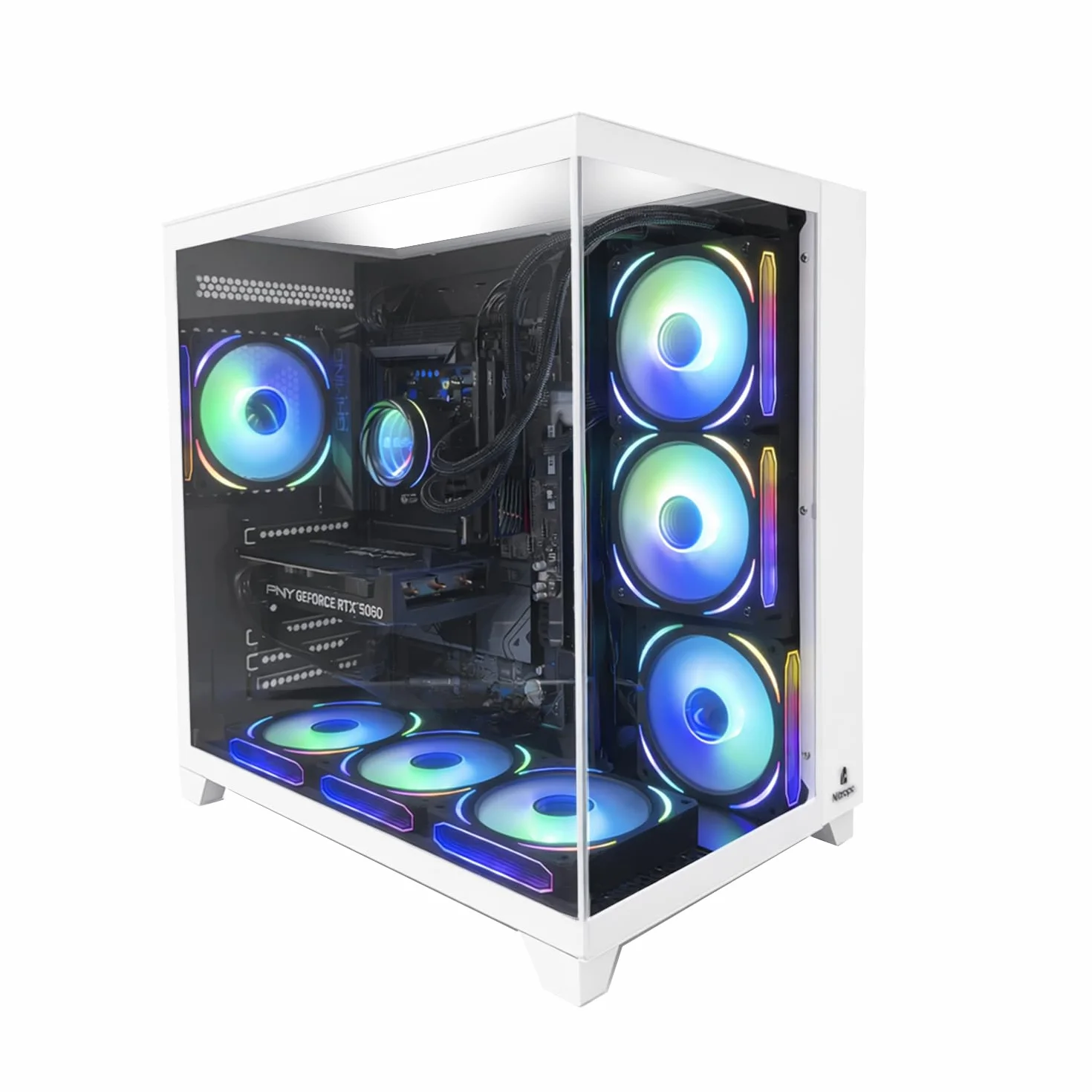 NitroPC - Pack Extremo | PC Gaming Completo (Intel Core i7 12700K 12/20 5.0GHz, RTX 5060 8GB, RAM 32GB, M.2 1TB, Windows 11 PRO | WiFi, Monitor Curvo 27", Teclado, ratón, Cascos) PC sobremesa (Blanco)