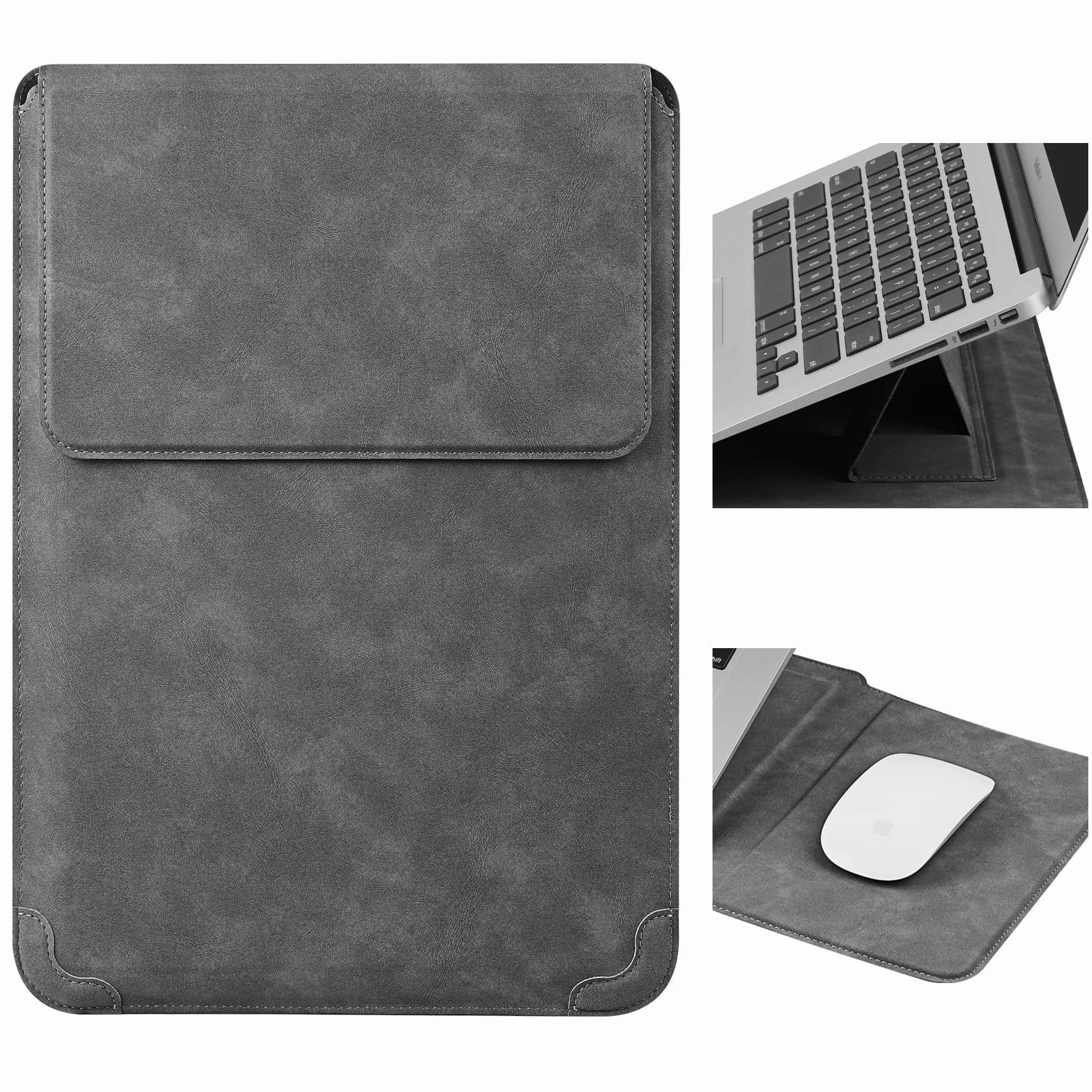 HoYiXi 13,3'' Funda Estuche para Portátiles Bolsa con Soporte para MacBook Neo 2026/MacBook Air/Pro 13 (M4/M3/M2/M1), Surface Pro 8 2021, iPad Pro 12.9 & 13-13,3" DELL Acer Laptop Sleev,Gris Oscuro