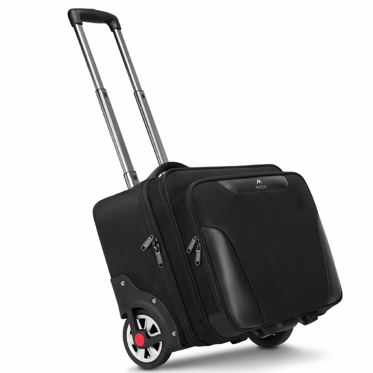 MATEIN Maletin con Ruedas Portatil 17 Pulgadas, Trolley con Ruedas Viaje Grande Silenciosas Resistentes al Desgaste Almacenamiento con Múltiples Compartimentos para Viajes de Negocios, Trabajo, Negro