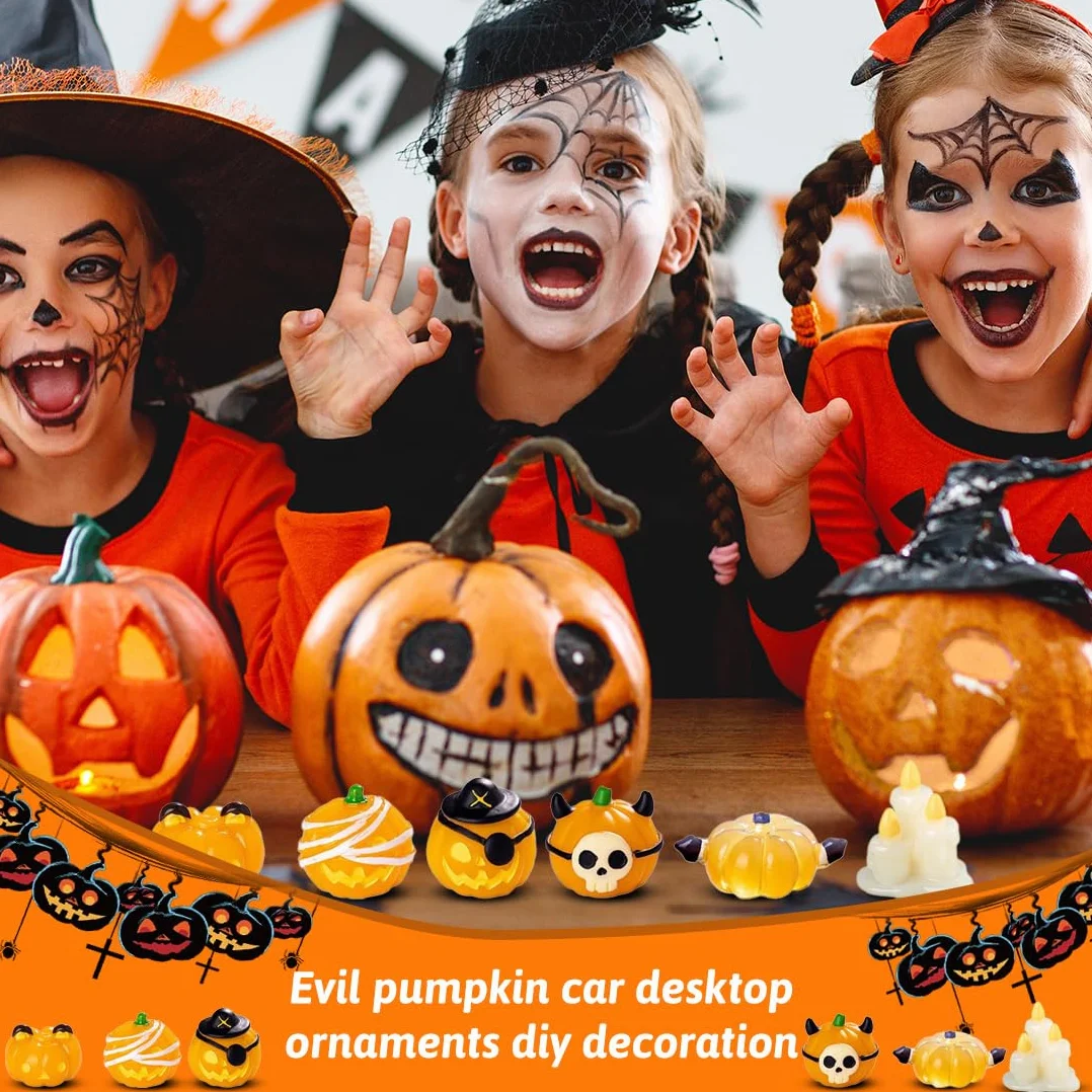 Miniatura Halloween Decoración, Adornos de Resina para Calabaza Figuras, Decoraciones para el Hogar