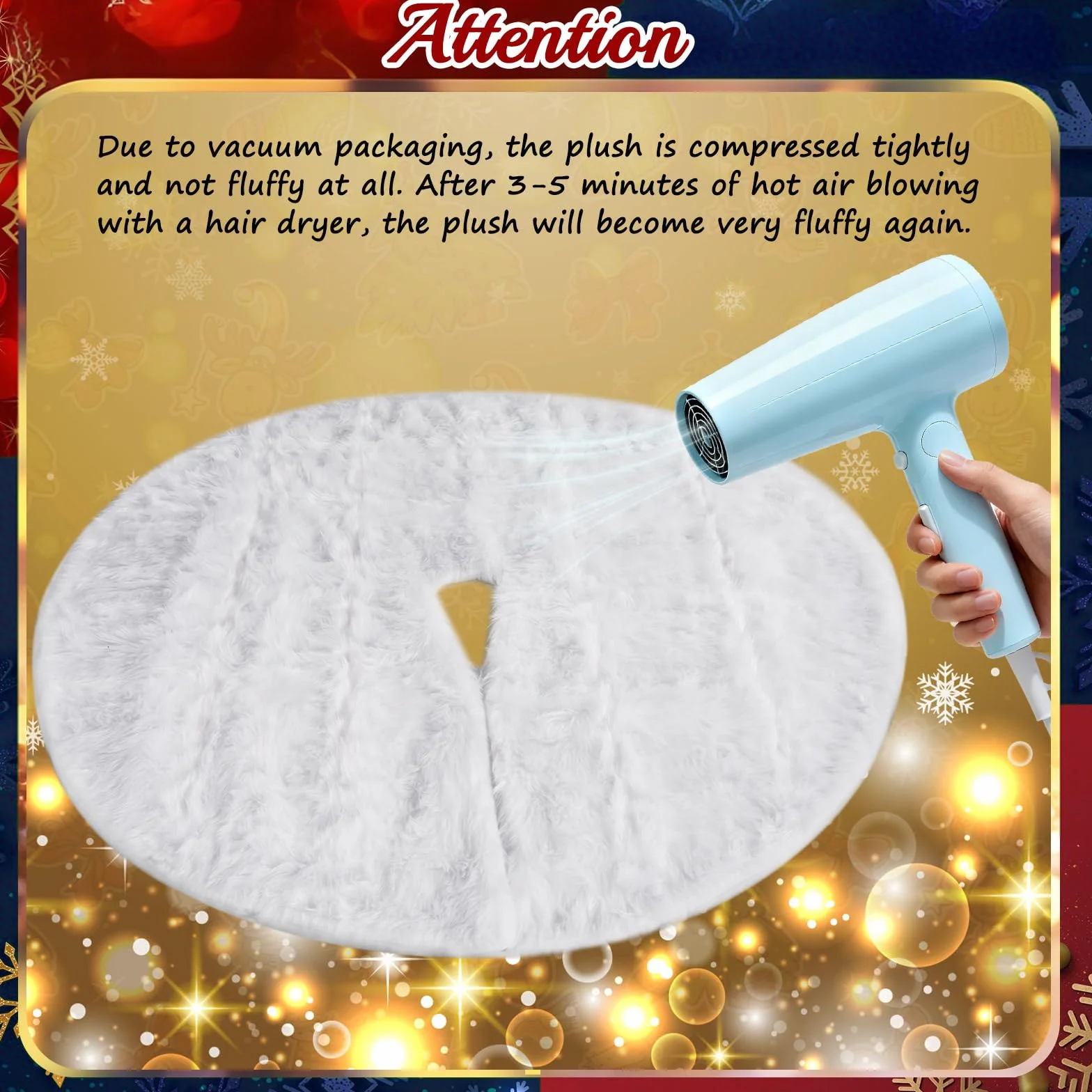 Falda Árbol de Navidad Blanco 75 CM Cubre Pie Redondo Faldas Arbol Navidad Tapete Felpa Artificial Decoración Hogar