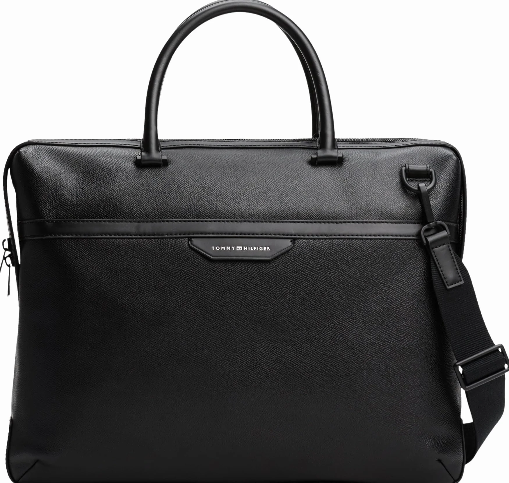 Tommy Hilfiger Maletín para portátil Hombre Business de piel, Negro (Black), Talla Única