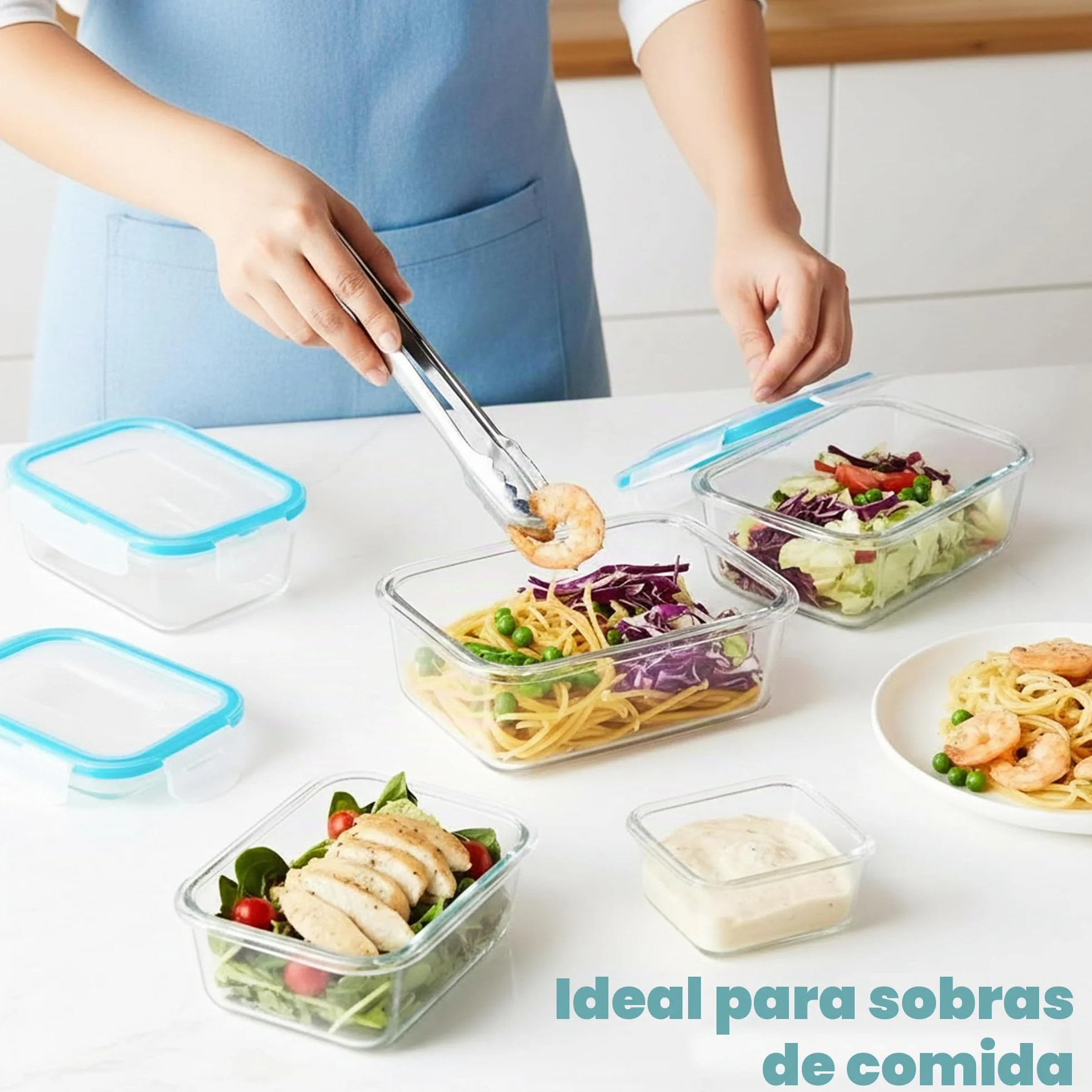 KICHLY Recipientes De Vidrio Para Alimentos Paquete De 9 Herméticos Con Tapas Transparentes Aptos Para Lavavajillas Y Microondas Sin BPA