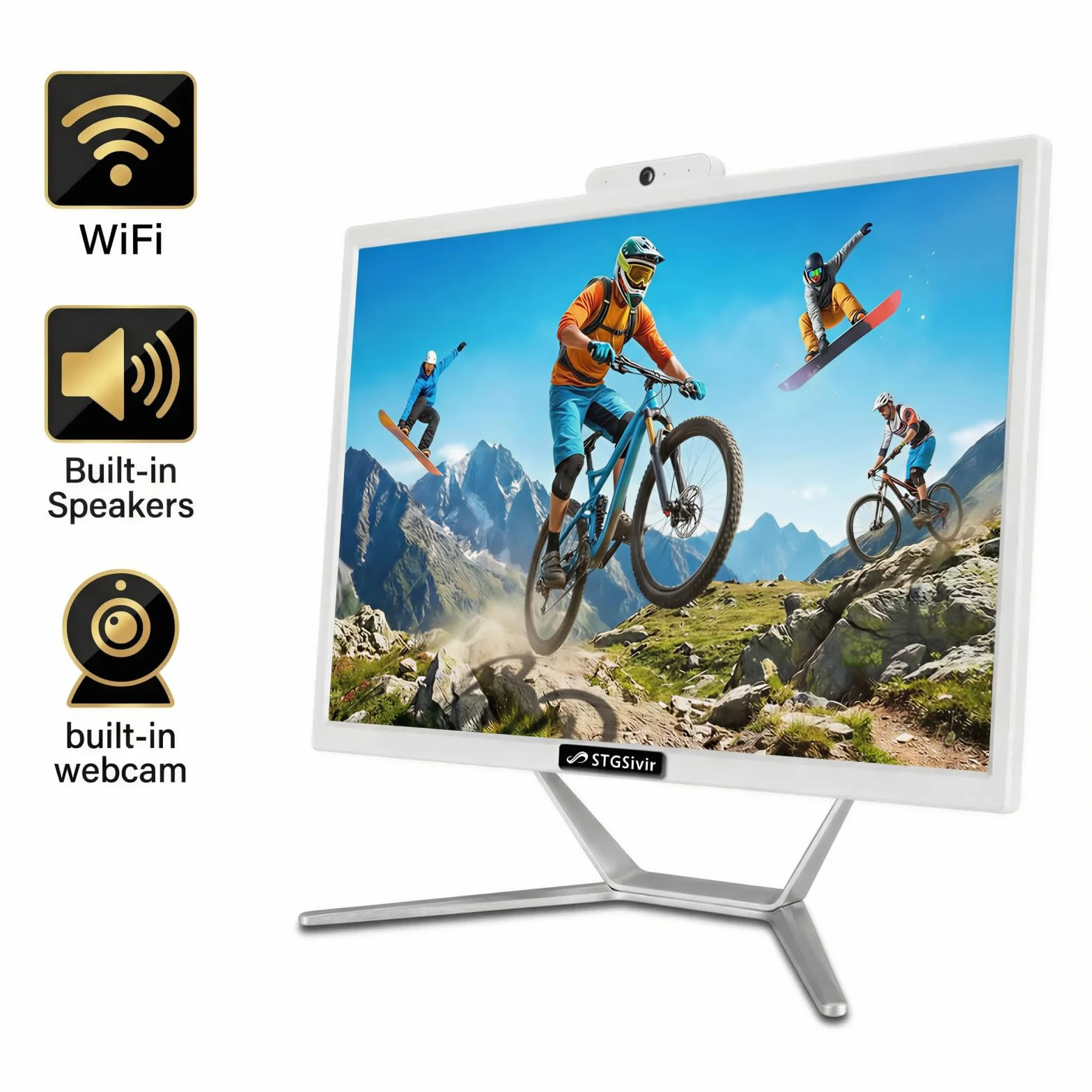 STGsivir All in One PC, Ordenador Todo en uno，Pantalla FHD de 21.5", Core i5 hasta 3.6 GHz, 16GB RAM, 512GB SSD, WiFi, Bluetooth 5.0, Windows 11 Pro, Blanco