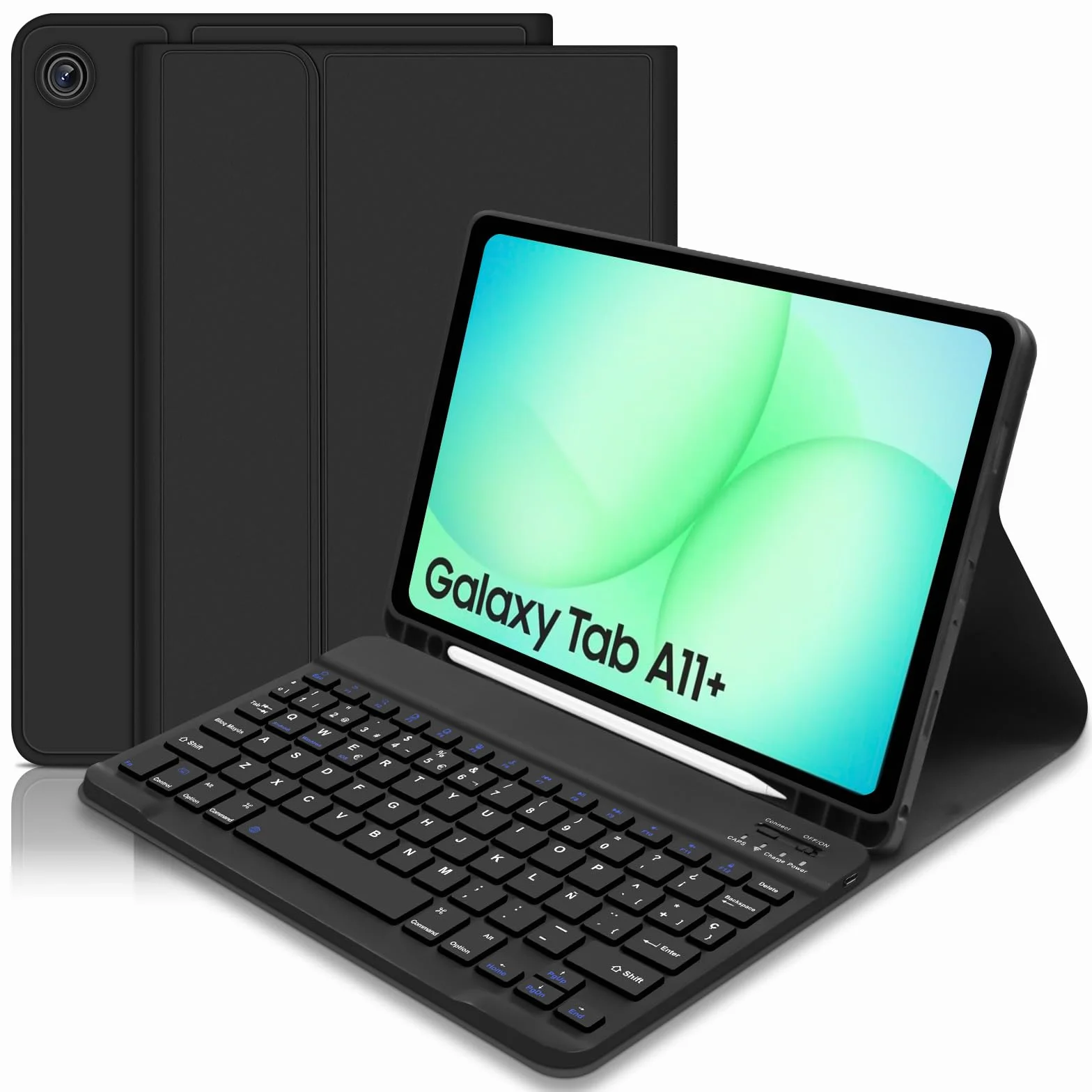 Lielax Funda con Teclado Español Ñ para Samsung Galaxy Tab A9+/A11+ 11 Pulgada, Teclado Bluetooth Magnético Desmontable para Galaxy Tab A11 Plus 2025/A9 Plus 2023, Negro
