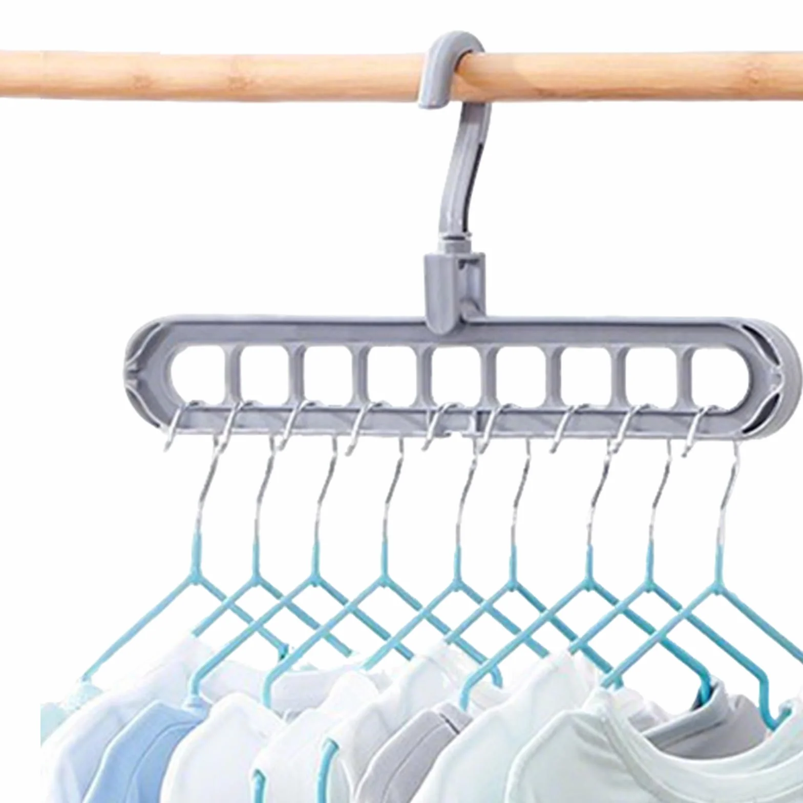 Perchas Plegables Magicas Multifunción 9 en 1, Organizador para Colgar Armarios Gris