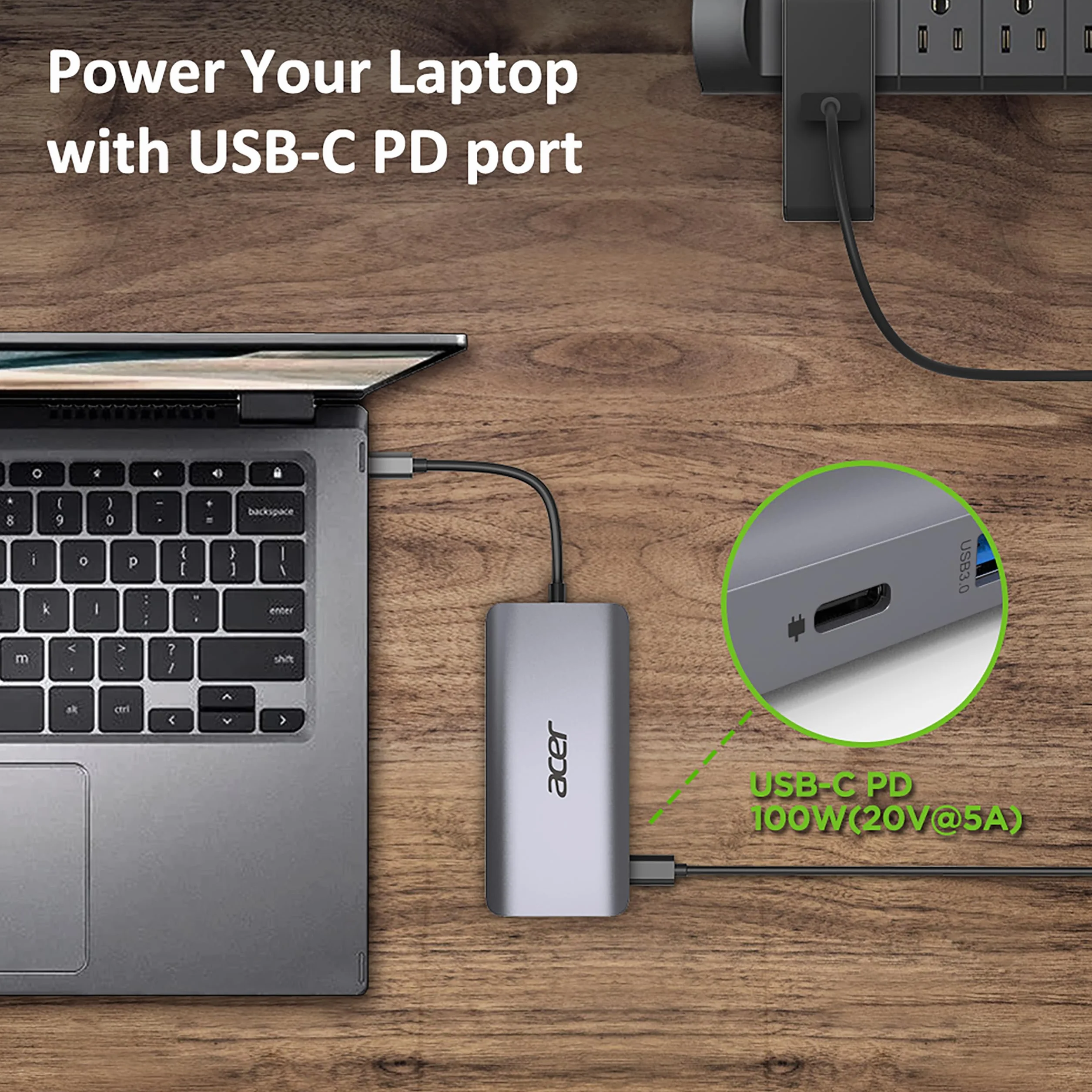 Acer Docking Station 12 w 1 USB-C USB HDMI DP RJ45 Srebrny