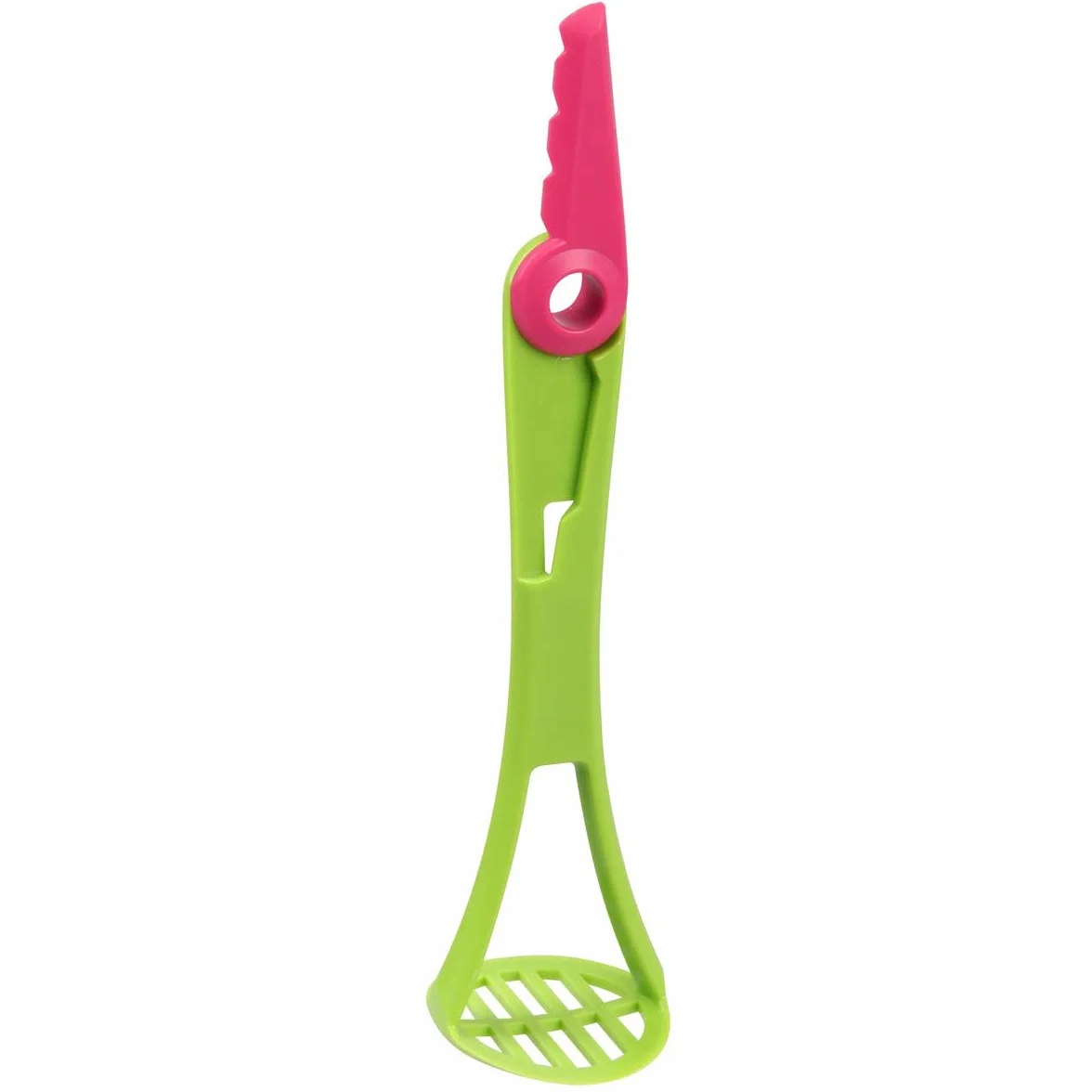 Fackelmann Cortador-Prensador De Aguacate 4 En 1, ABS, acero inox, color verde y fucsia, 1 ud.