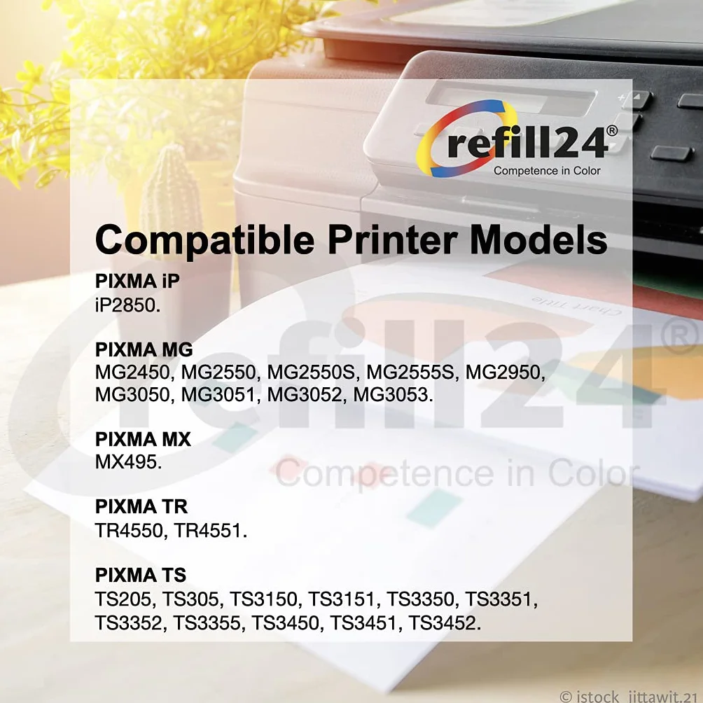 refill24 Kit de Recarga Compatible para Cartuchos de Tinta Canon 545, 546, 545 XL, 546 XL Negro y Color, Incluye Clip y Accesorios + 400 ML Tinta