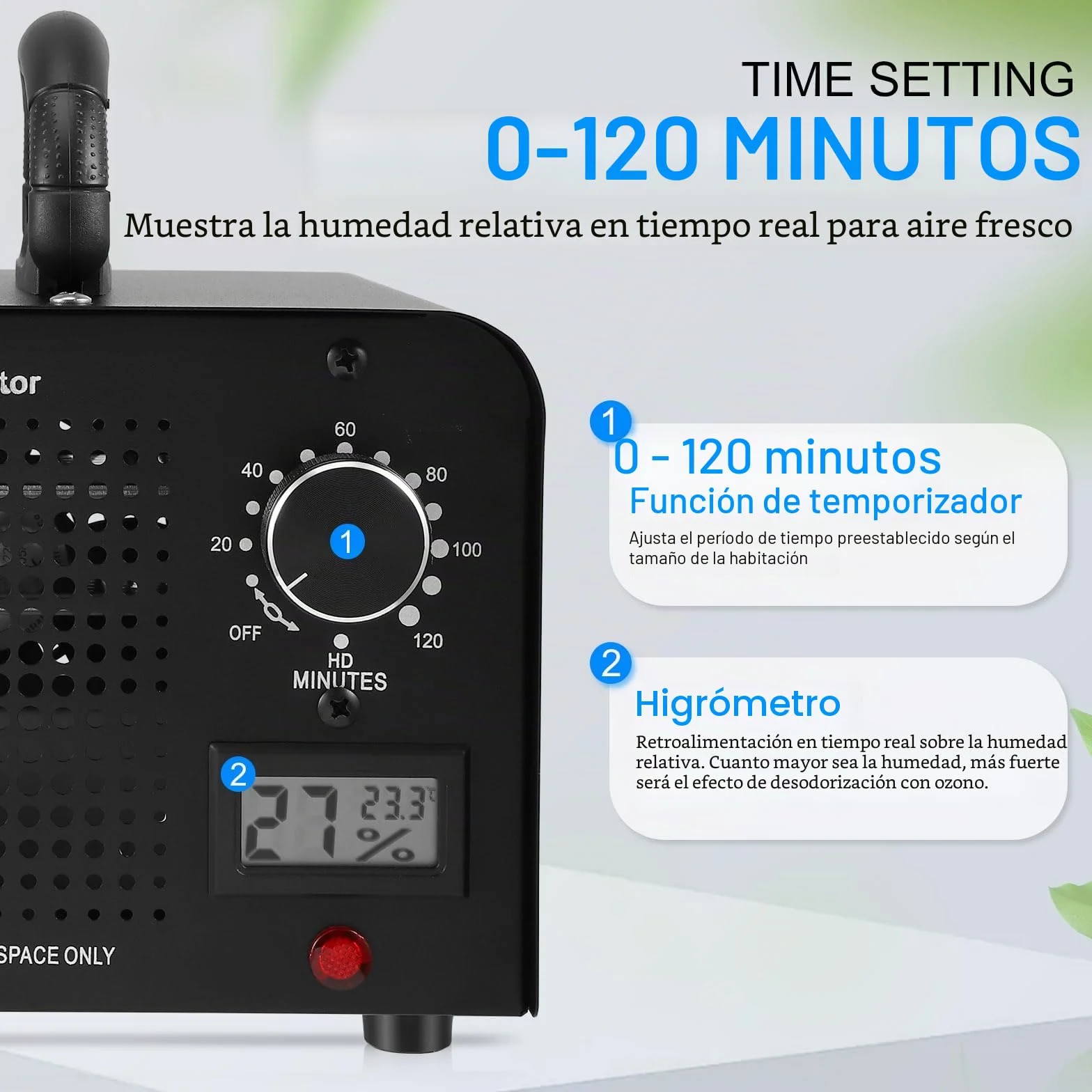 Generador de Ozono Profesional 60000 MG/h Purificador de Aire Industrial 300㎡ Máquina de Ozono con Temporizador