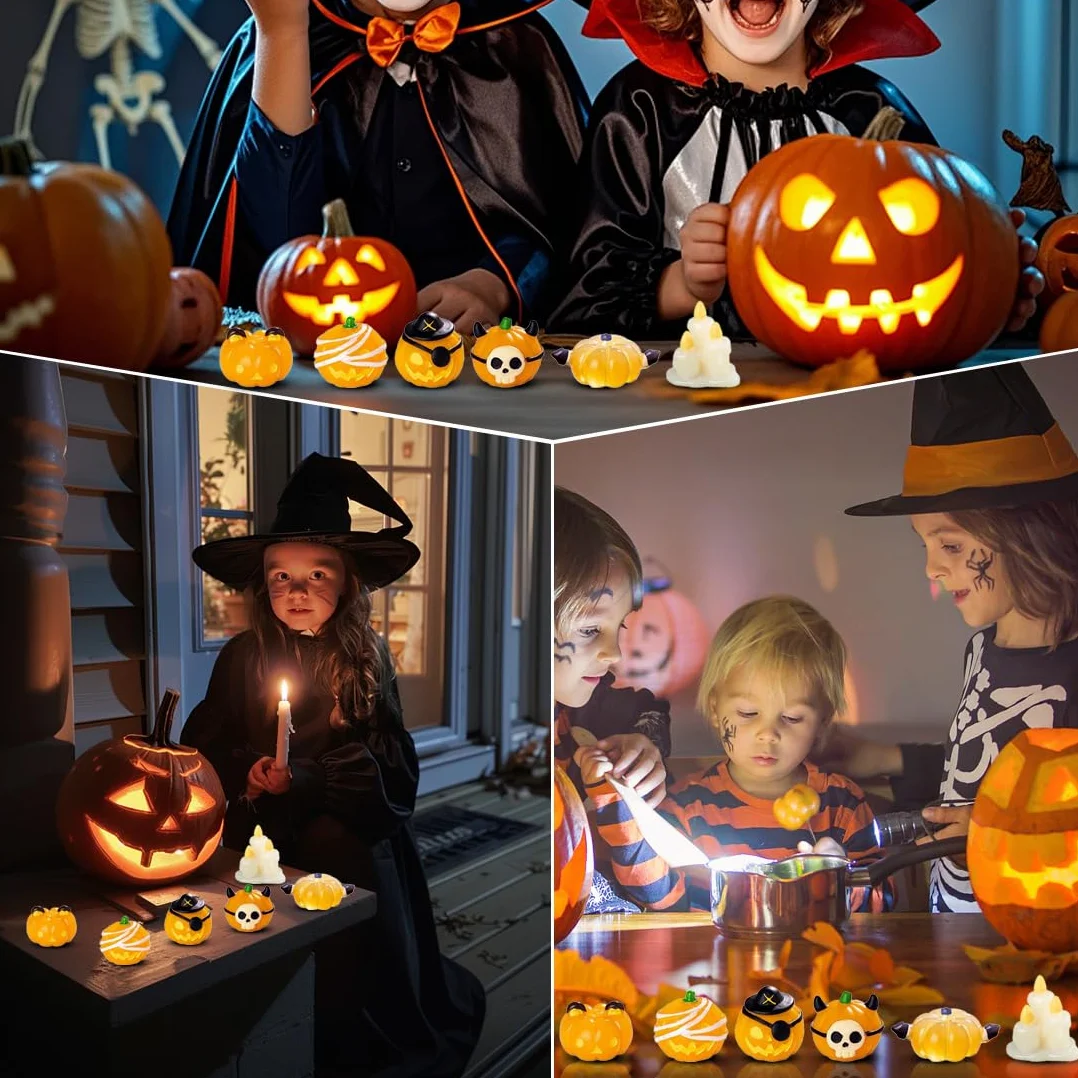 Miniatura Halloween Decoración, Adornos de Resina para Calabaza Figuras, Decoraciones para el Hogar