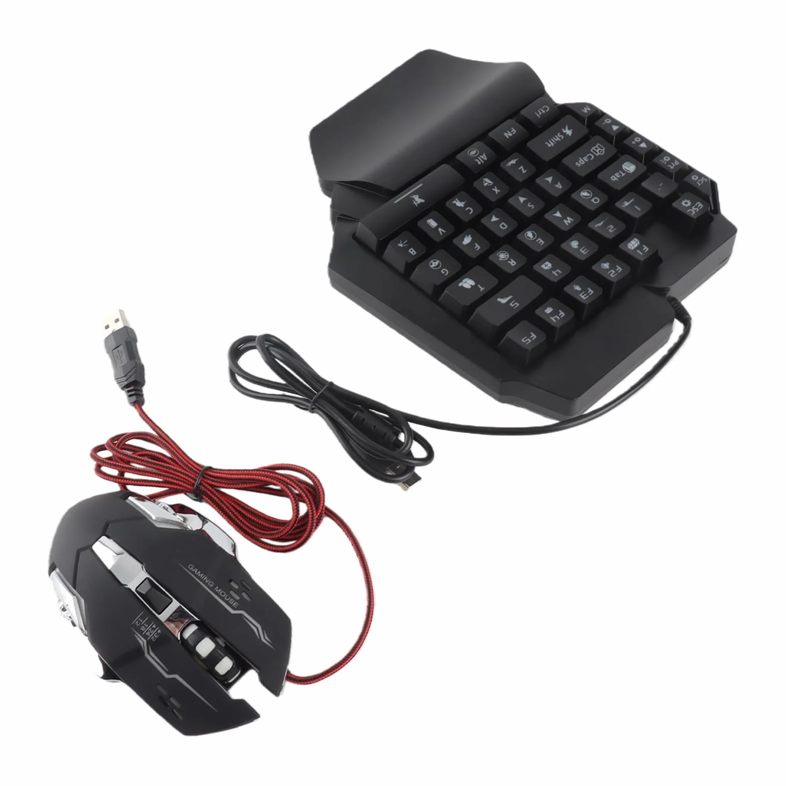 Combo de teclado y mouse para juegos, teclado mecánico retroiluminado con cable con soporte para teléfono, consola de juegos convertidor para win2000, winXP, ME, Vista7, Vista8, etc. (Mix lite+F6+G2)