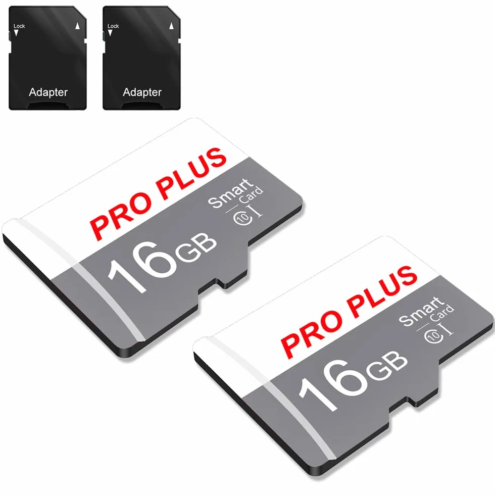 2 Pack Tarjeta De Memoria 16GB con Adaptador SD, Tarjeta De Memoria De Alta Velocidad, UHS-I C10 A1, Tarjeta TF para Tablet/Móvil/Fotocámara/Audio del Coche/Consola De Juegos (TF183 16GB)