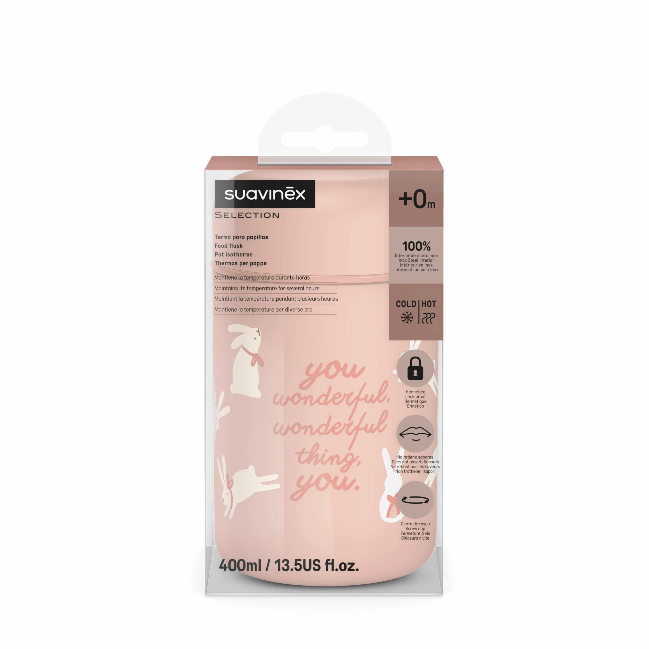 Suavinex Termo Papillero Bebé Acero Inoxidable 400 ml Cierre Hermético Antifugas Comidas Calientes Frías Rosa