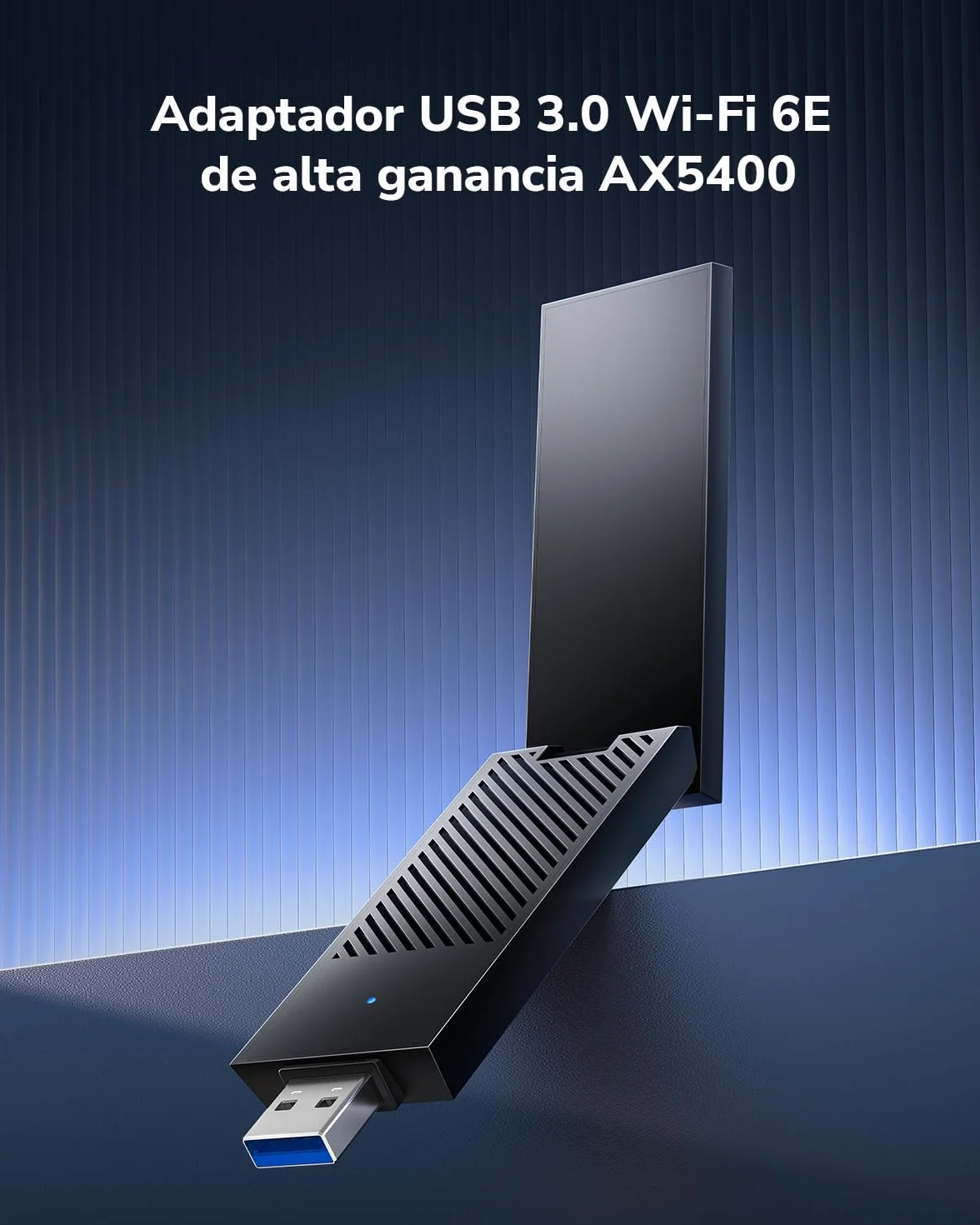 Cudy AXE5400 Adaptador Inalámbrico USB 3.0 de Triple banda Wi-Fi 6E WU5400 para PC, Compatible con Windows 11/10, Antenas de Alta Ganancia, 6 GHz, 1024-QAM, 160 MHz, WPA3