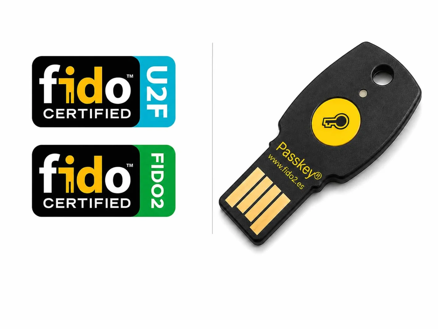FIDO2 + U2F - USB A Y C - PassKey® FIDO2 Basic - FIDO2 Certified - ChipNet ID -Empresa Española con Soporte Personal.