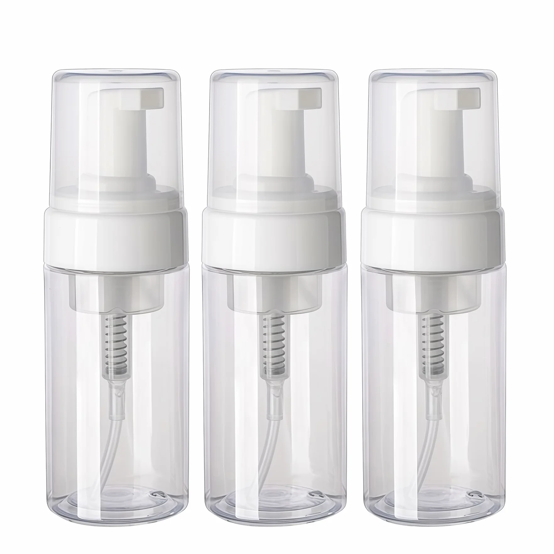 Dispensador de jabón de viaje 100 ml, botellas de espuma rellenables, transparentes, para champú y cosméticos