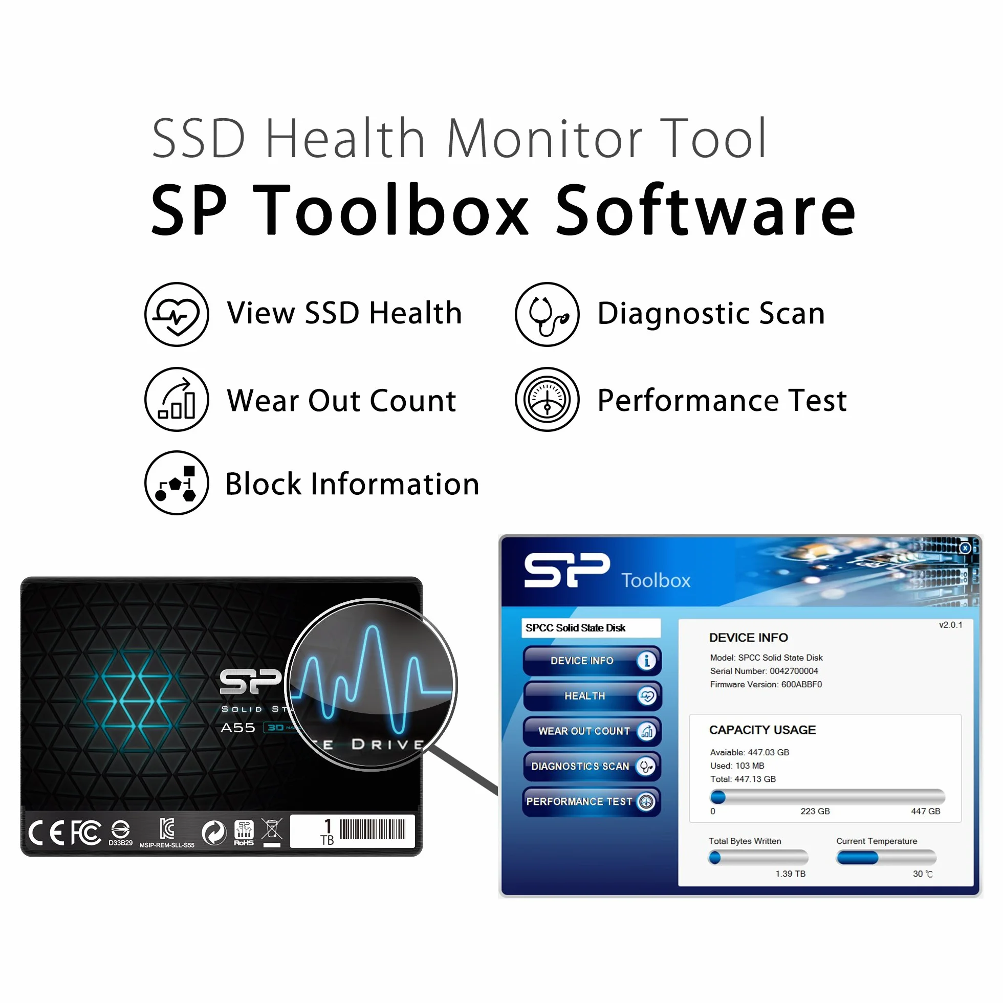 Silicon Power-1TB SSD 3D NAND A55 SLC Cache Performance Boost SATA III 2.5" 7mm (0.28") Internal Solid State Drive , Black