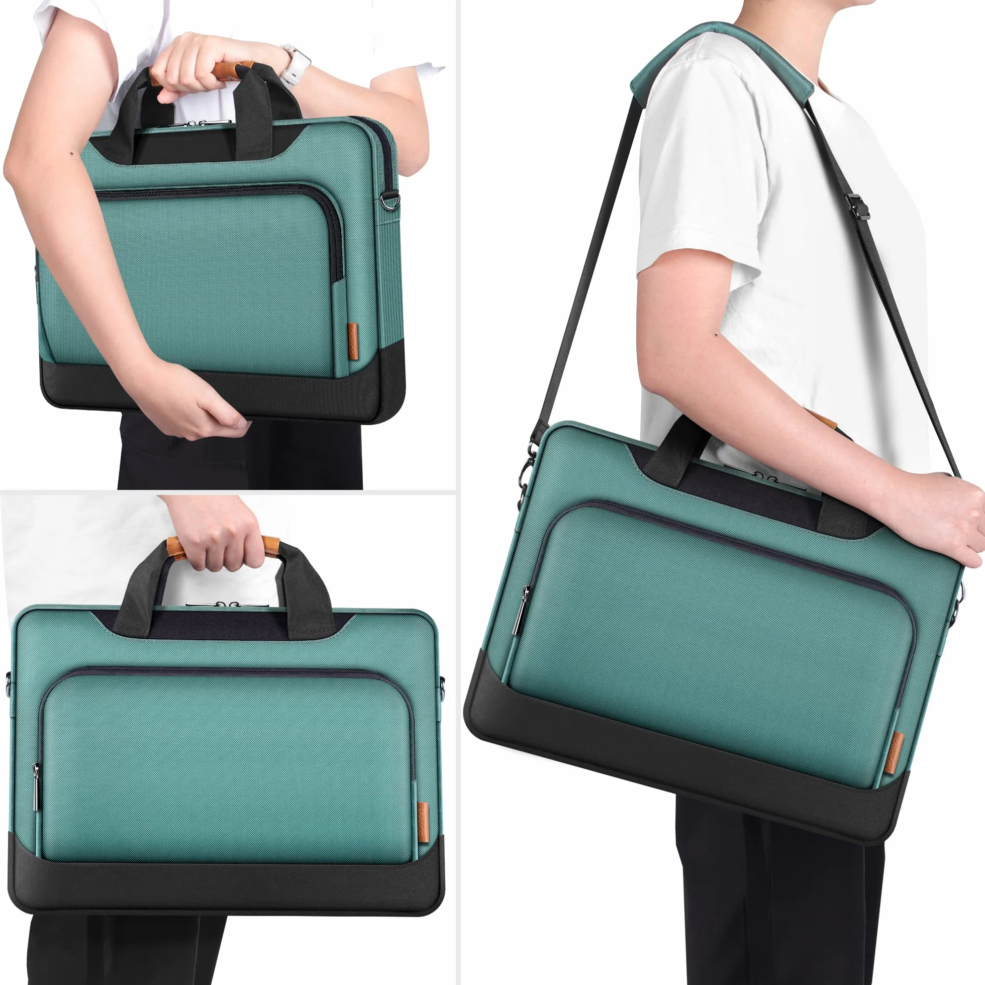 DOMISO Funda Portátil 13,5-14 Pulgadas Maletín Bandolera Gran Capacidad, Compatible con MacBook Dell HP Lenovo ASUS, Verde